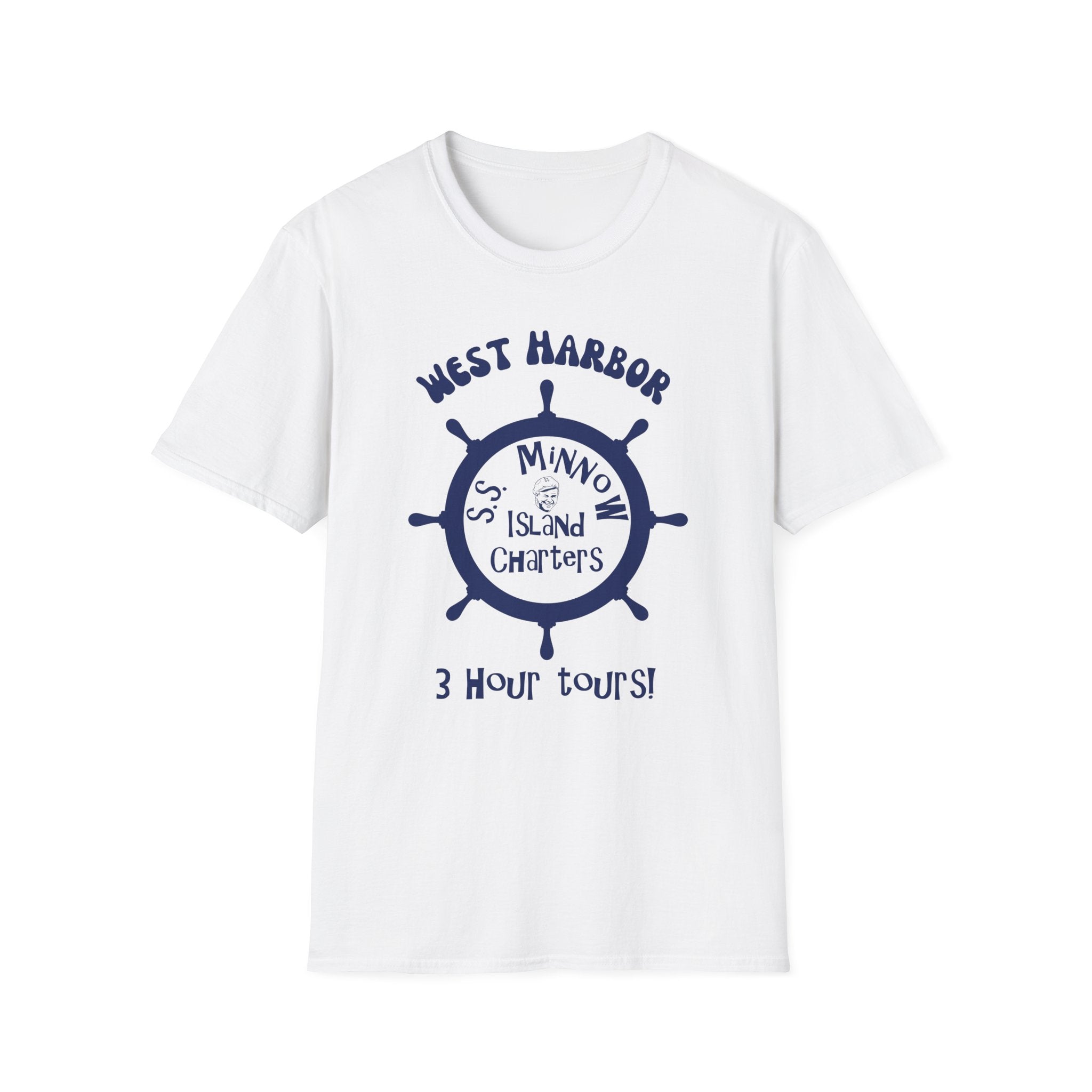 West Harbor San Pedro Ship Wheel Minno Island Charters T-Shirt | 3 Hour Tours