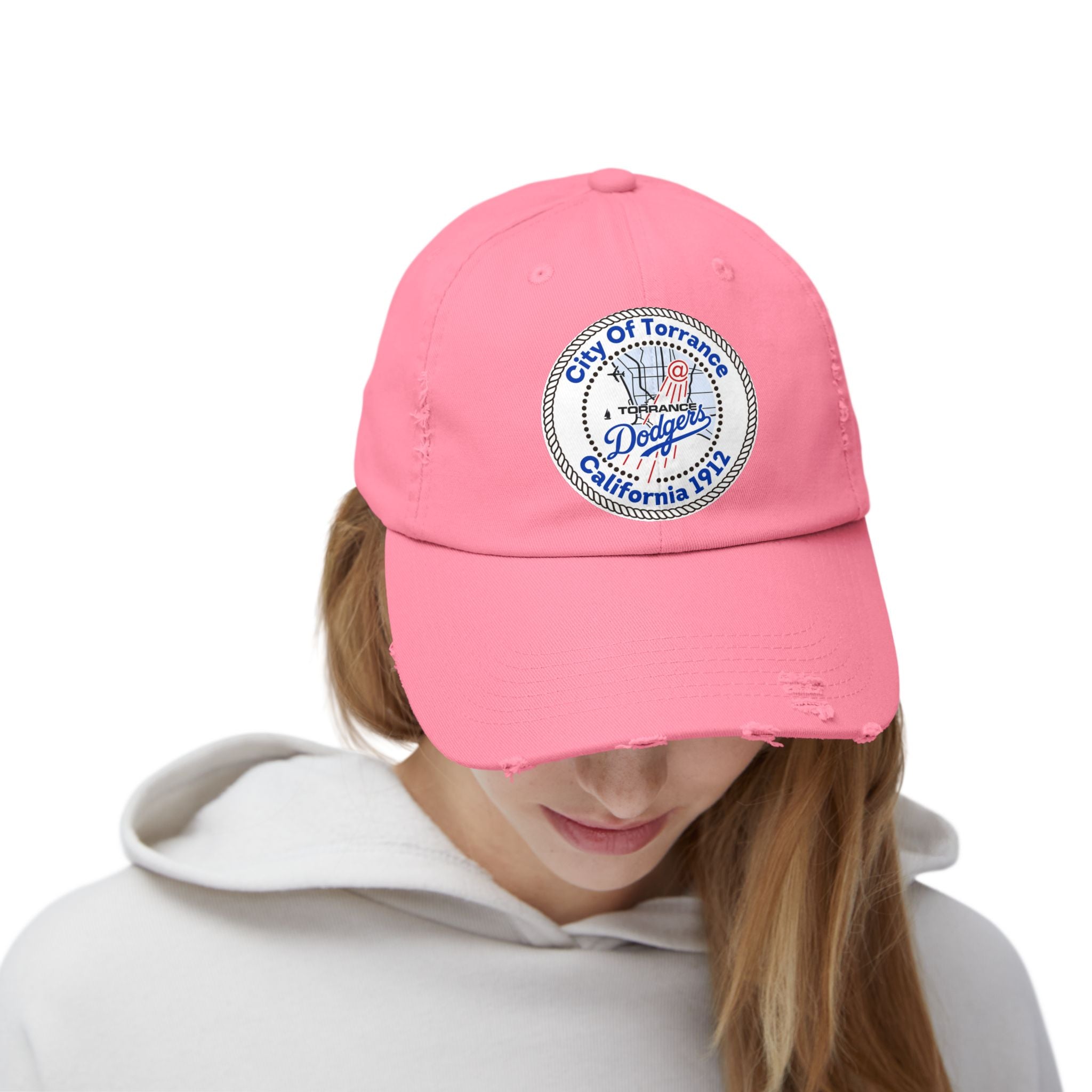 Distressed Baseball Cap with Torrance Dodgers Patch