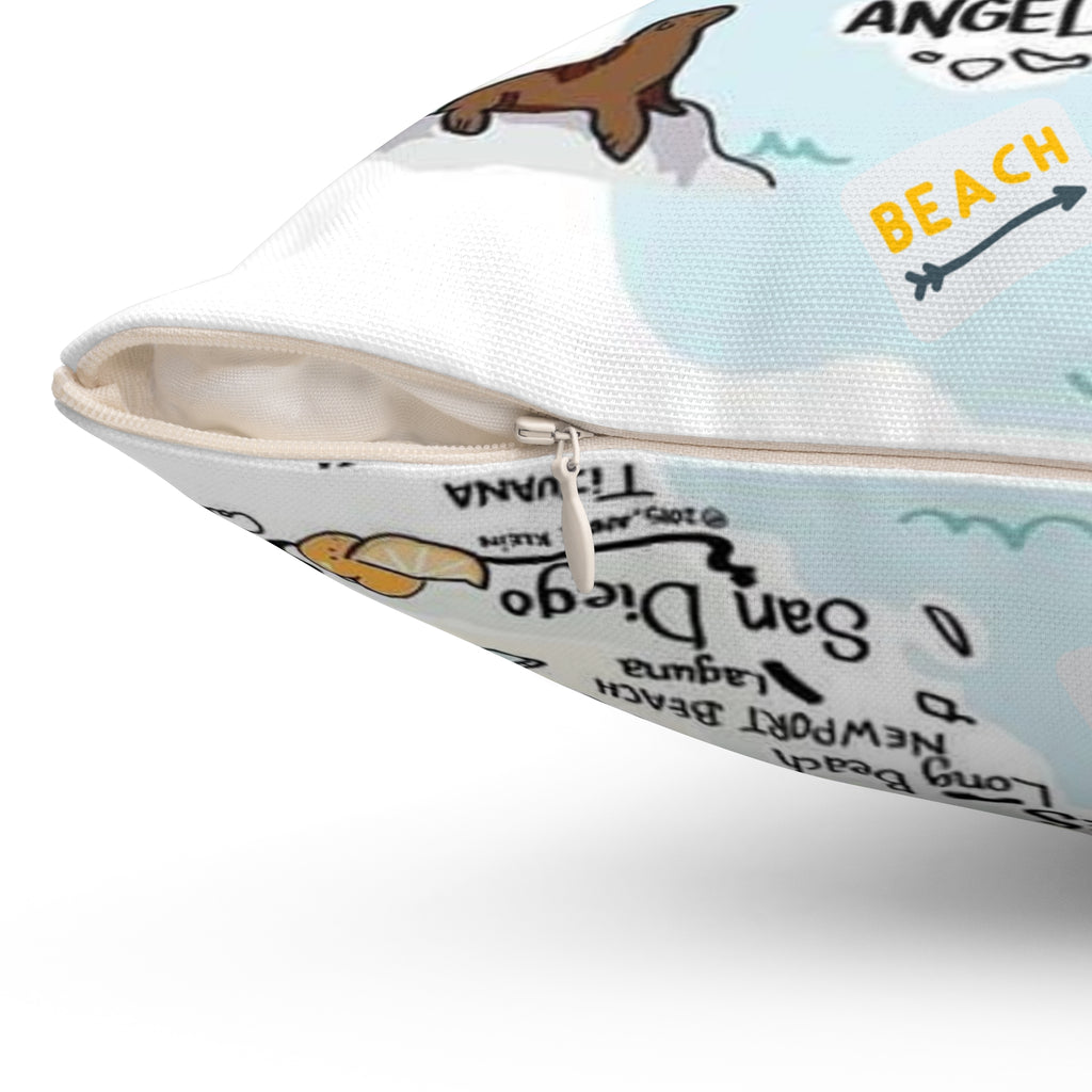 CALIFORNIA FUN MAP - Spun Polyester Square Pillow
