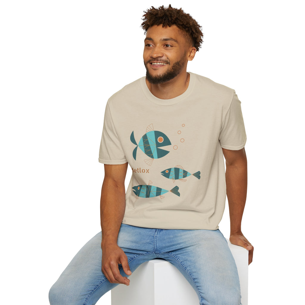 Metlox Pottery Fish Trio T-Shirt | Minimal Ocean Illustration