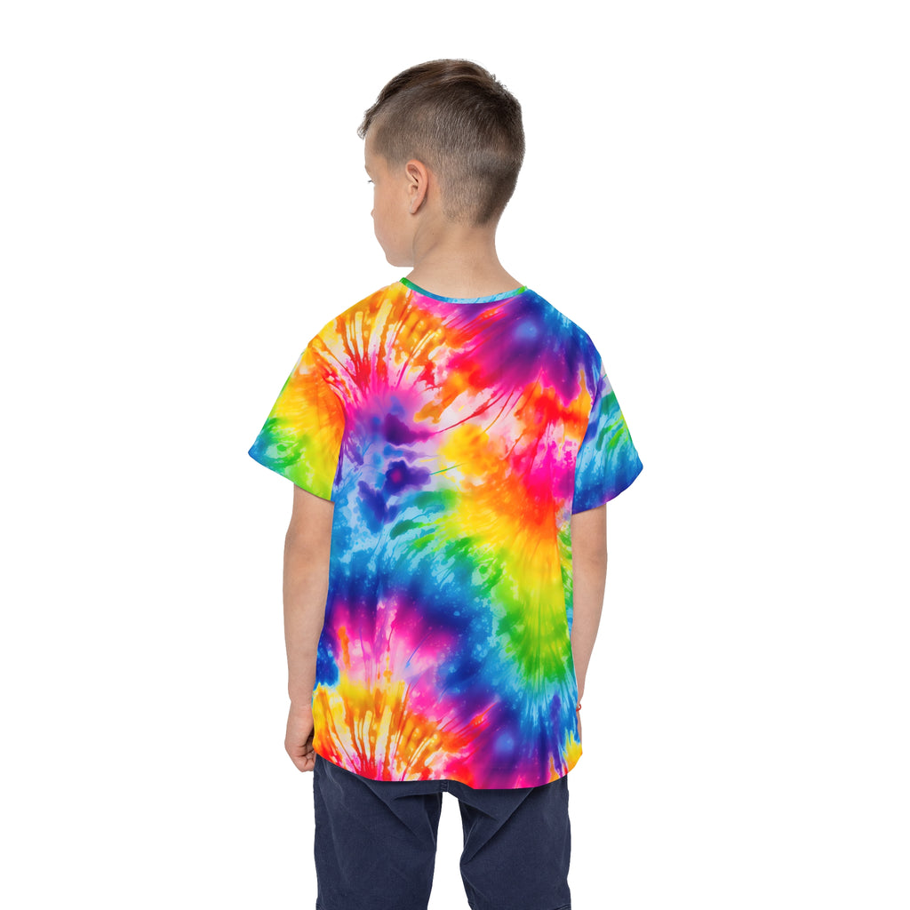 Kids Tie-Dye Sports Jersey — Vibrant All-Over Print Active Tee