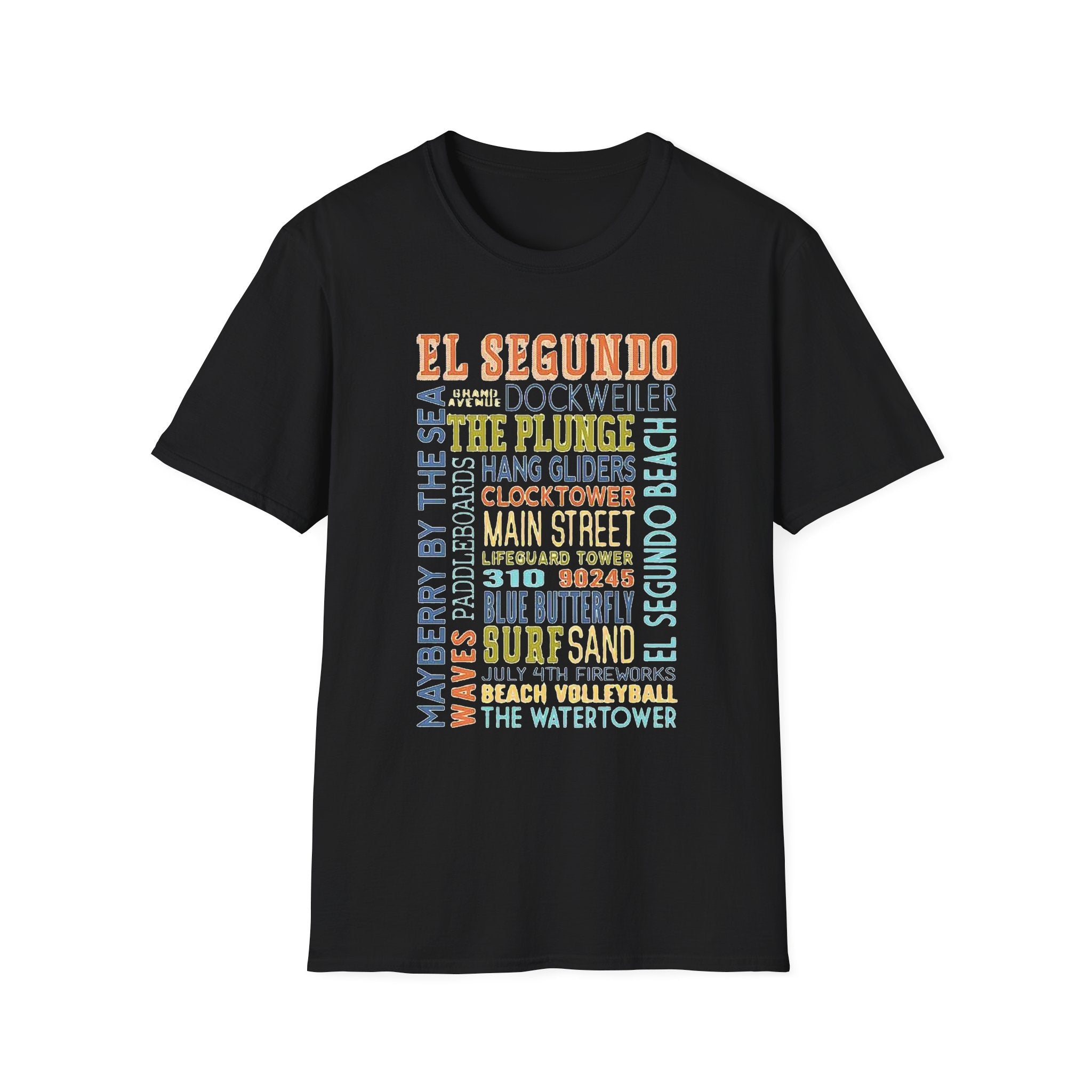 El Segundo Typography T-Shirt | Beach Town Landmarks Word Art