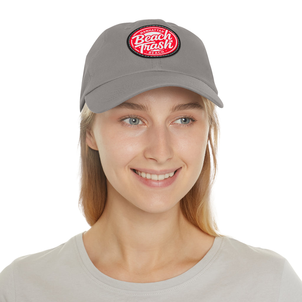 Proud to be Called Beach Trash Manhattan Beach  Leather Patch Dad Hat — Vintage Manhattan Beach Logo