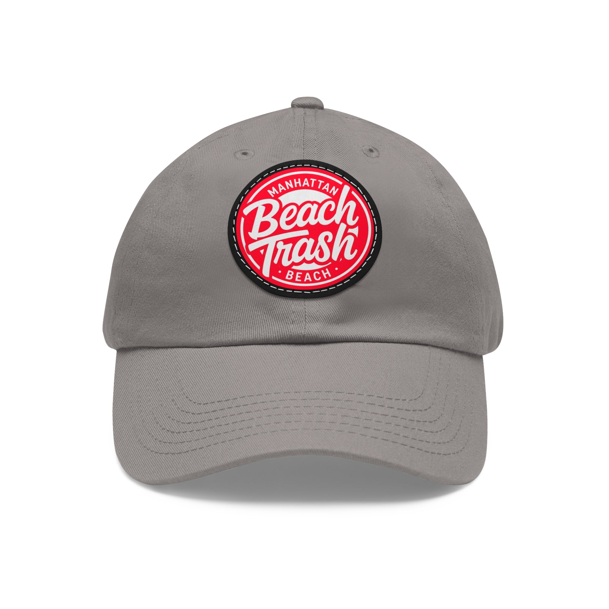 Proud to be Called Beach Trash Manhattan Beach  Leather Patch Dad Hat — Vintage Manhattan Beach Logo