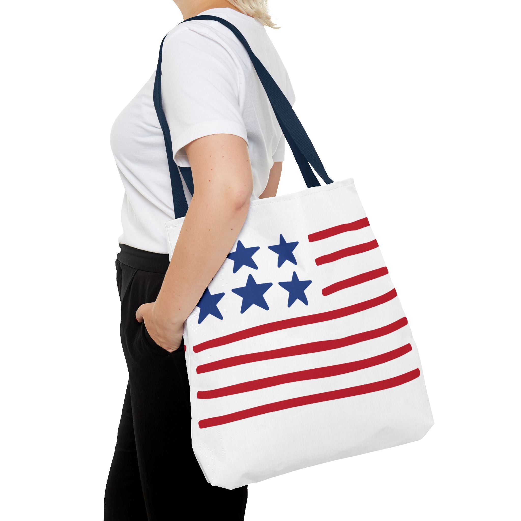 American Flag Stars & Stripes Tote Bag — Patriotic Canvas Beach Grocery Bag