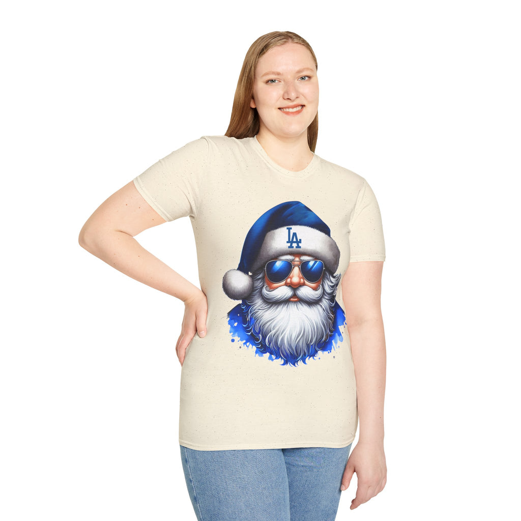 LA Dodgers Blue Santa T-Shirt — Cool Sunglasses Holiday Tee