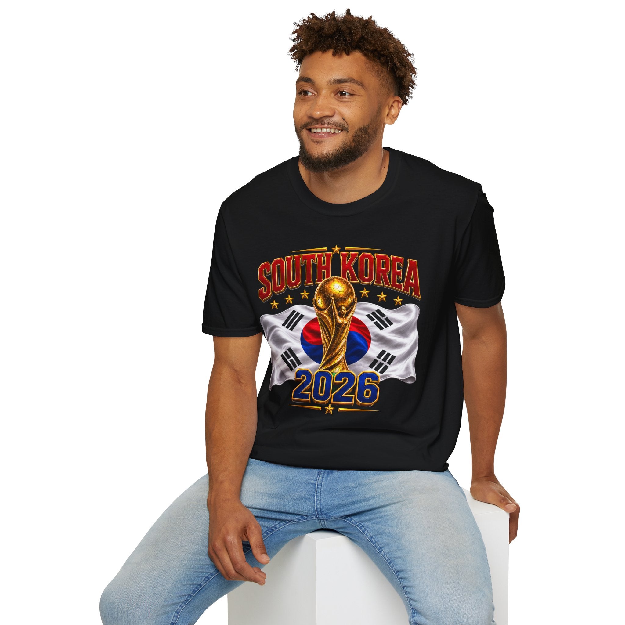 South Korea 2026 Soccer World Cup T-Shirt — Korean Flag & Trophy Football Fan Tee