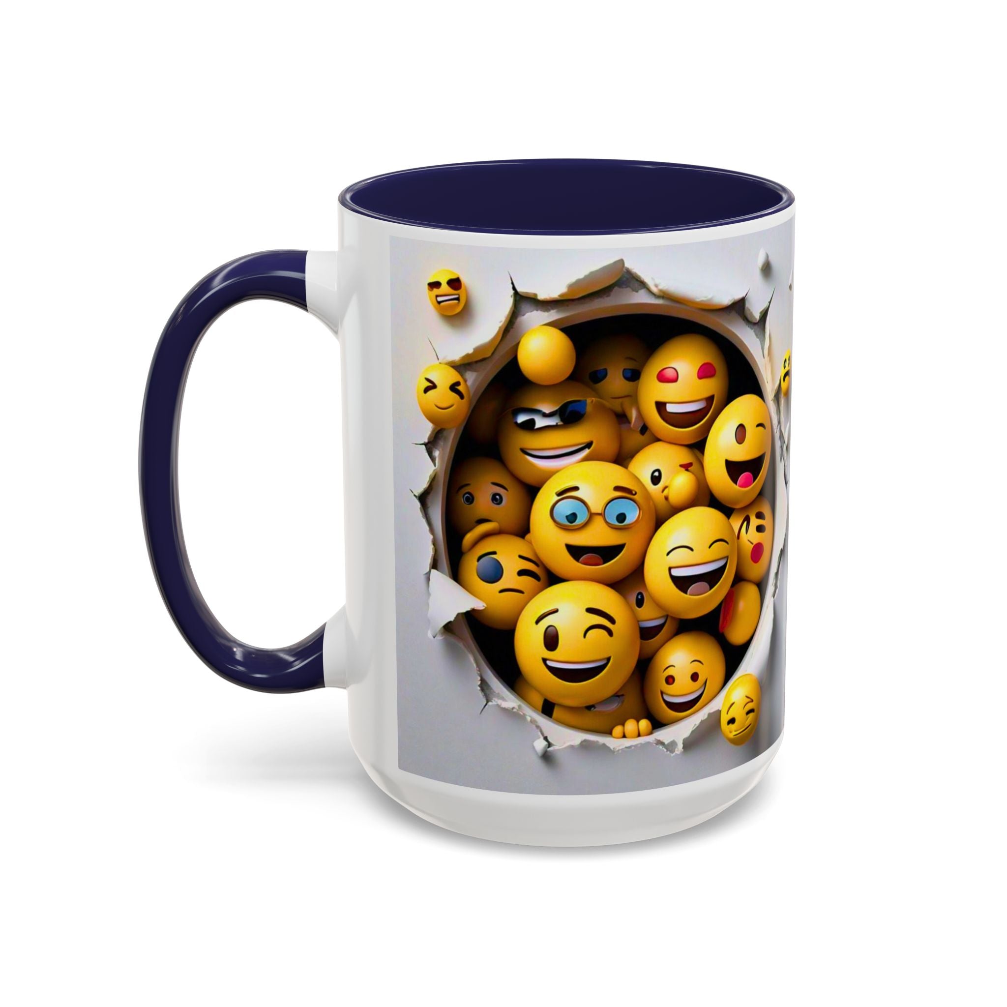 Emoji Explosion Coffee Mug | Accent Inner & Handle Color, 11oz 15oz