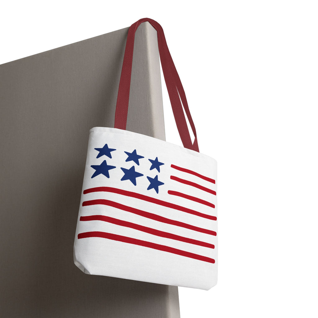 American Flag Stars & Stripes Tote Bag — Patriotic Canvas Beach Grocery Bag