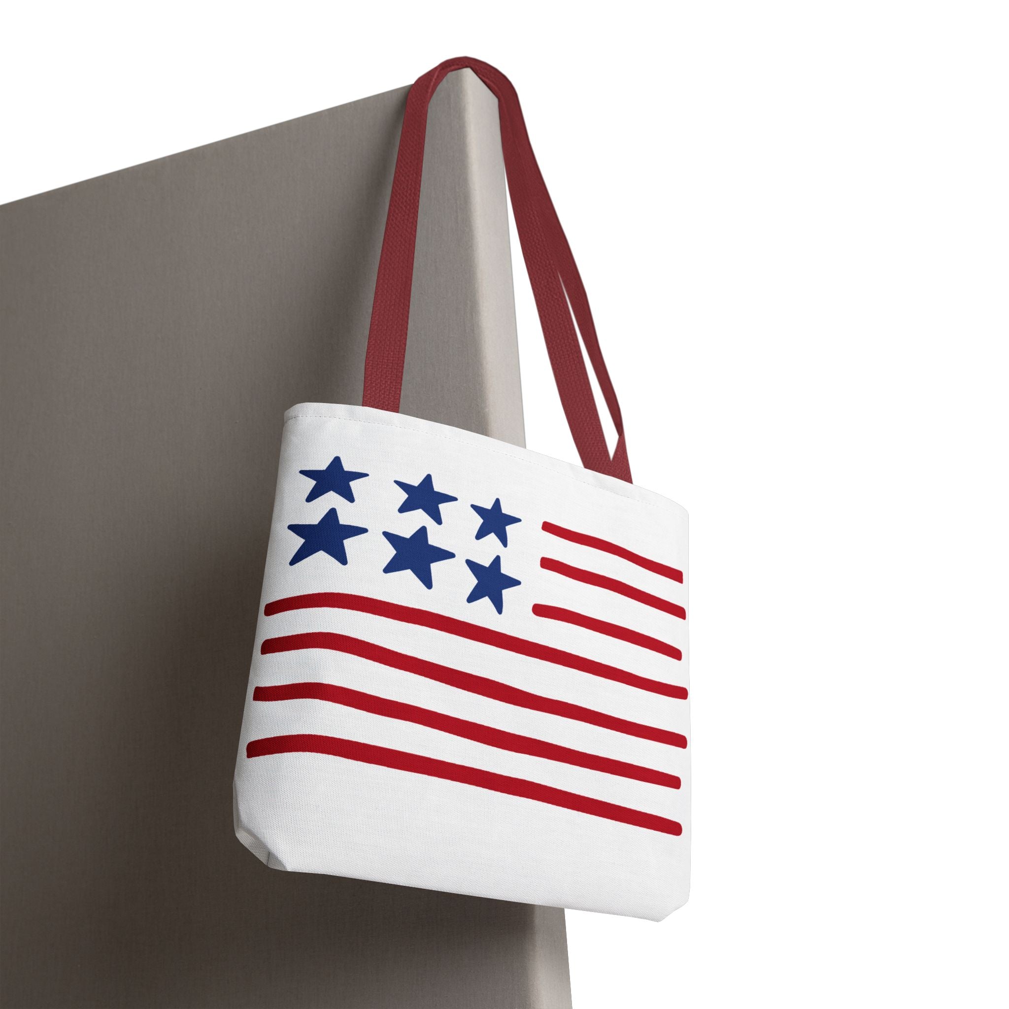 American Flag Stars & Stripes Tote Bag — Patriotic Canvas Beach Grocery Bag