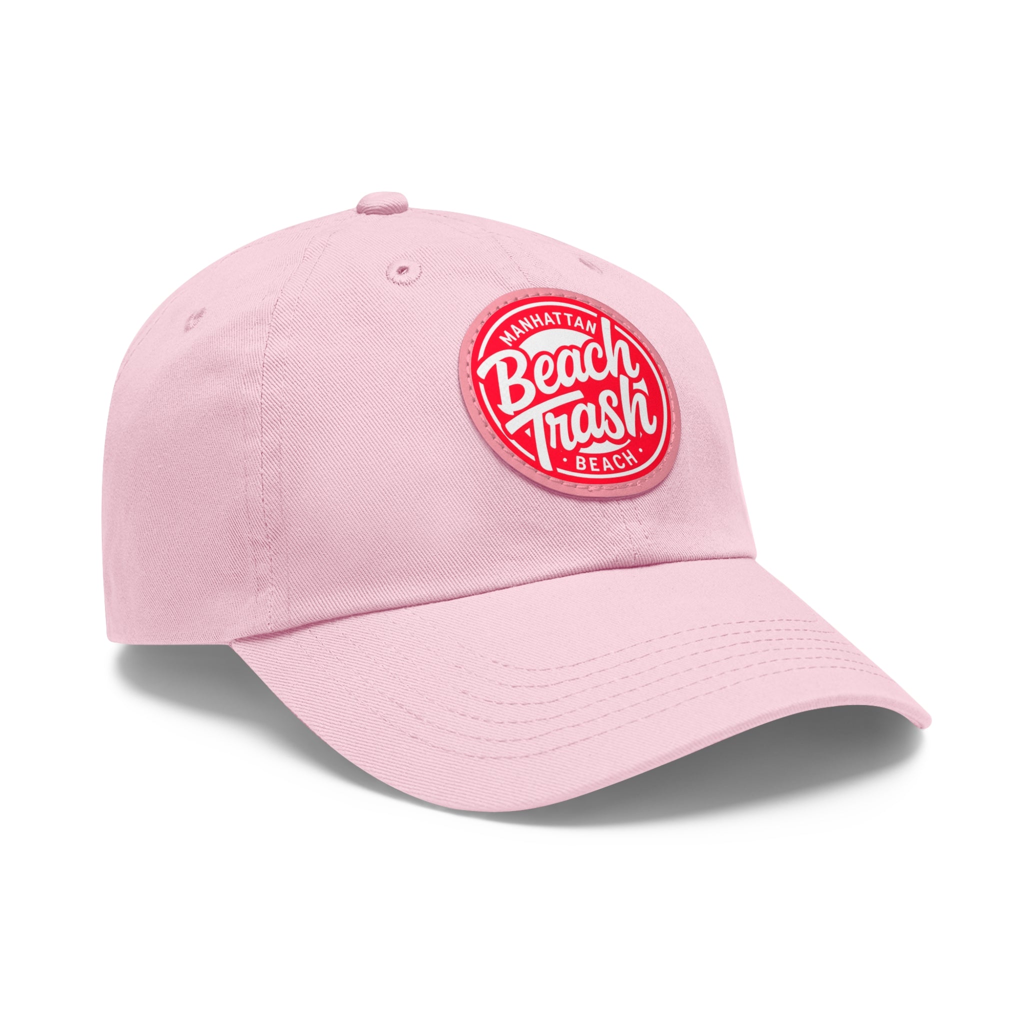 Proud to be Called Beach Trash Manhattan Beach  Leather Patch Dad Hat — Vintage Manhattan Beach Logo