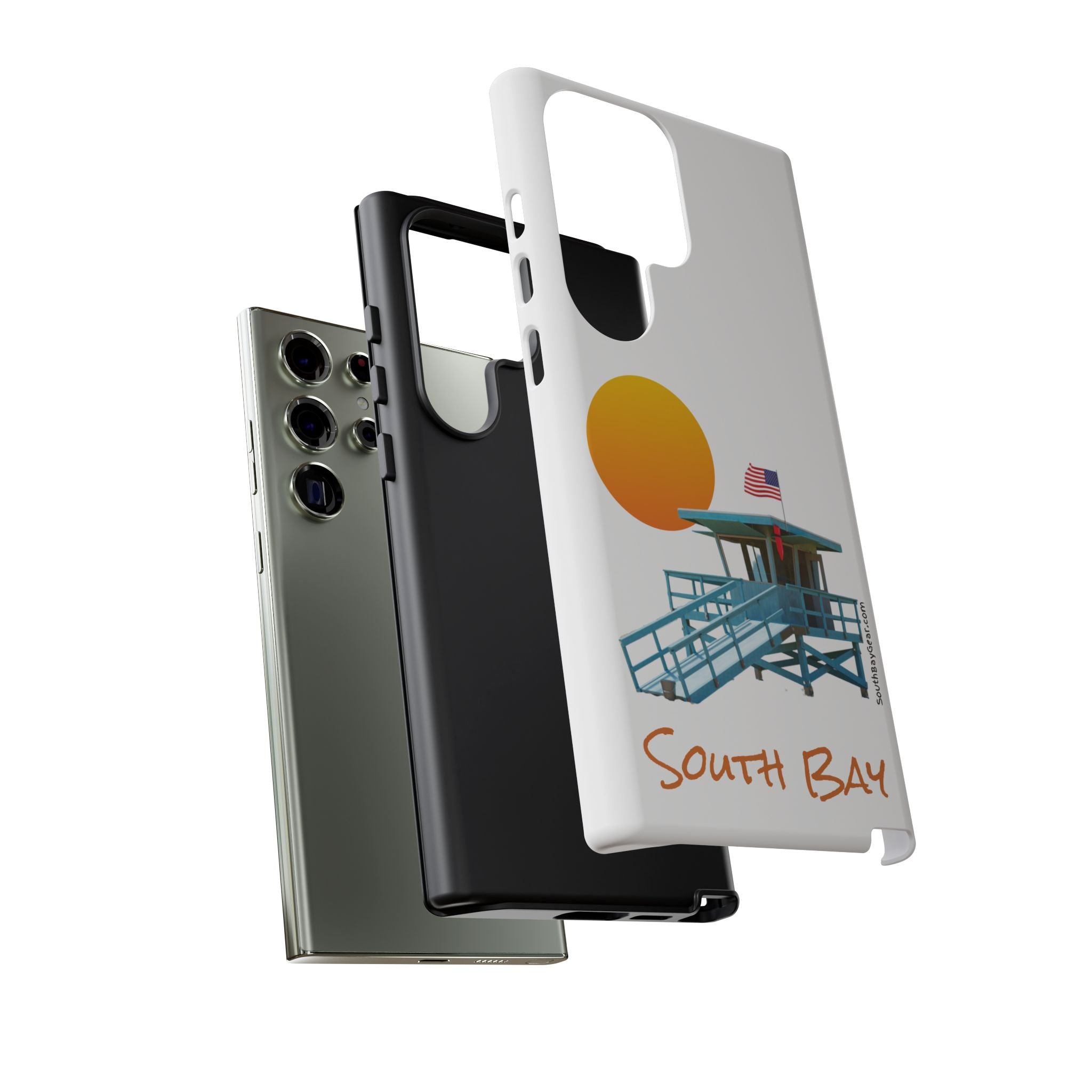 South Bay Lifeguard Stand with American Flag Tough Phone Cases