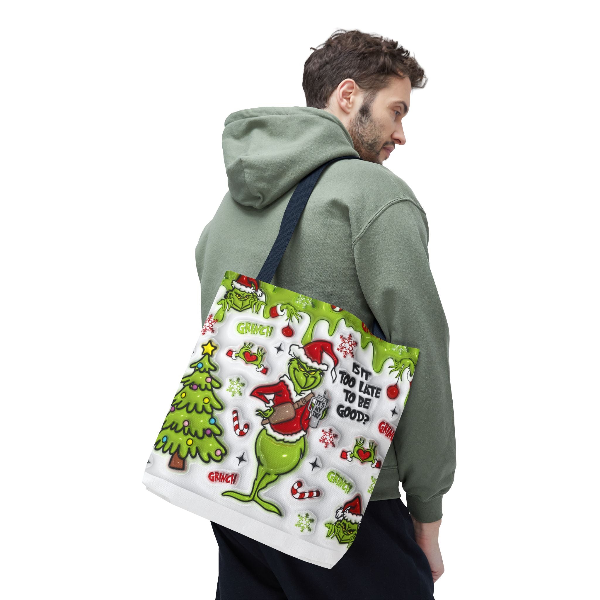 Christmas Tote Bag, Holiday Shopping Bag, Grinch Gift, Festive Reusable Bag, Cute Winter Accessory