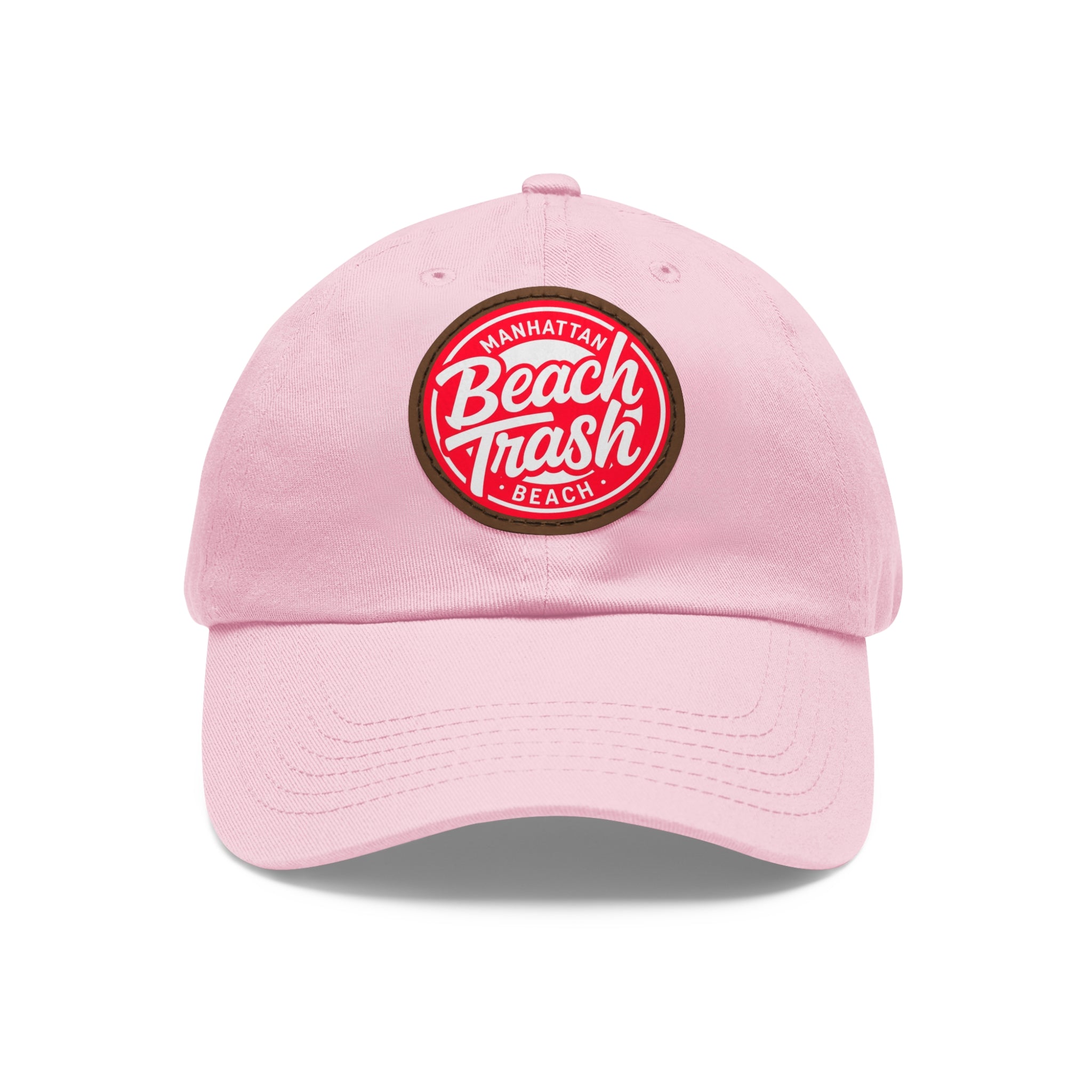Proud to be Called Beach Trash Manhattan Beach  Leather Patch Dad Hat — Vintage Manhattan Beach Logo