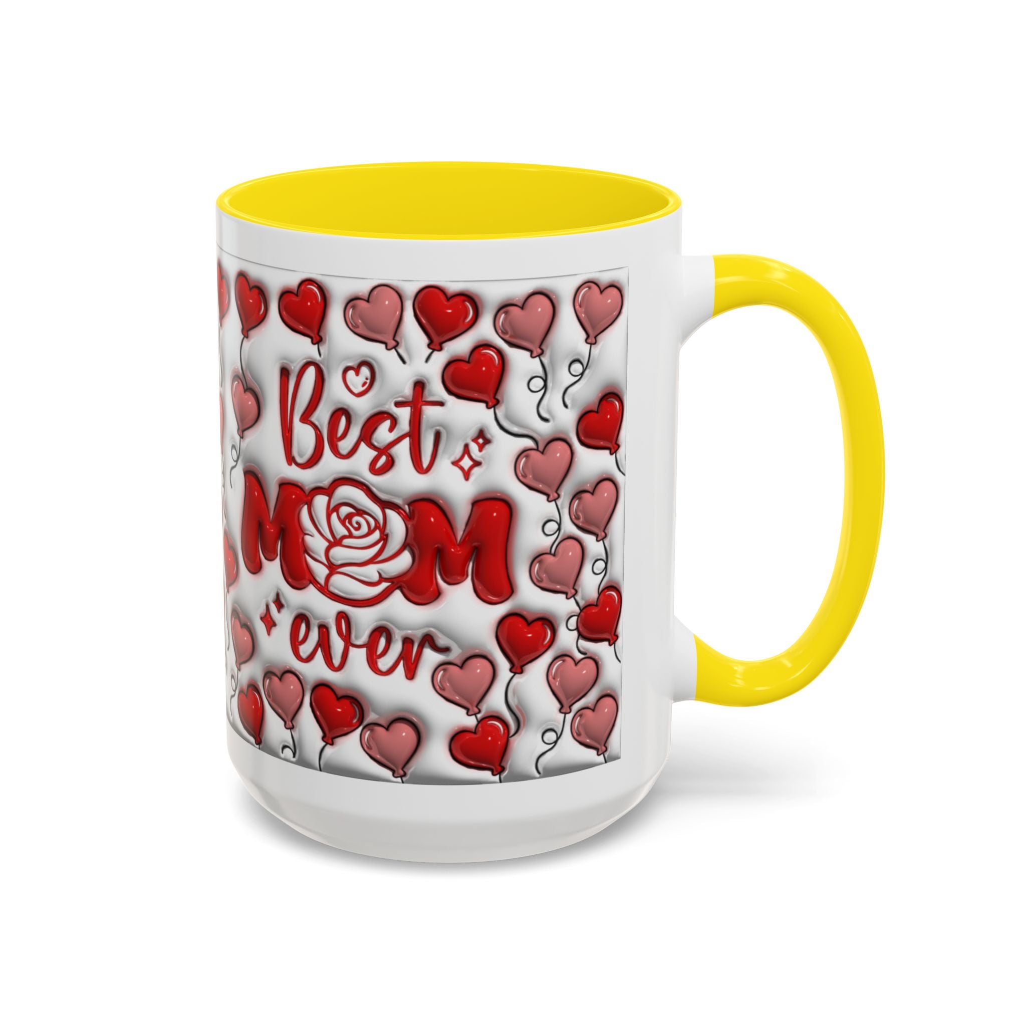 Best Mom Ever Valentines Day Hearts Accent Coffee Mug (11, 15oz)