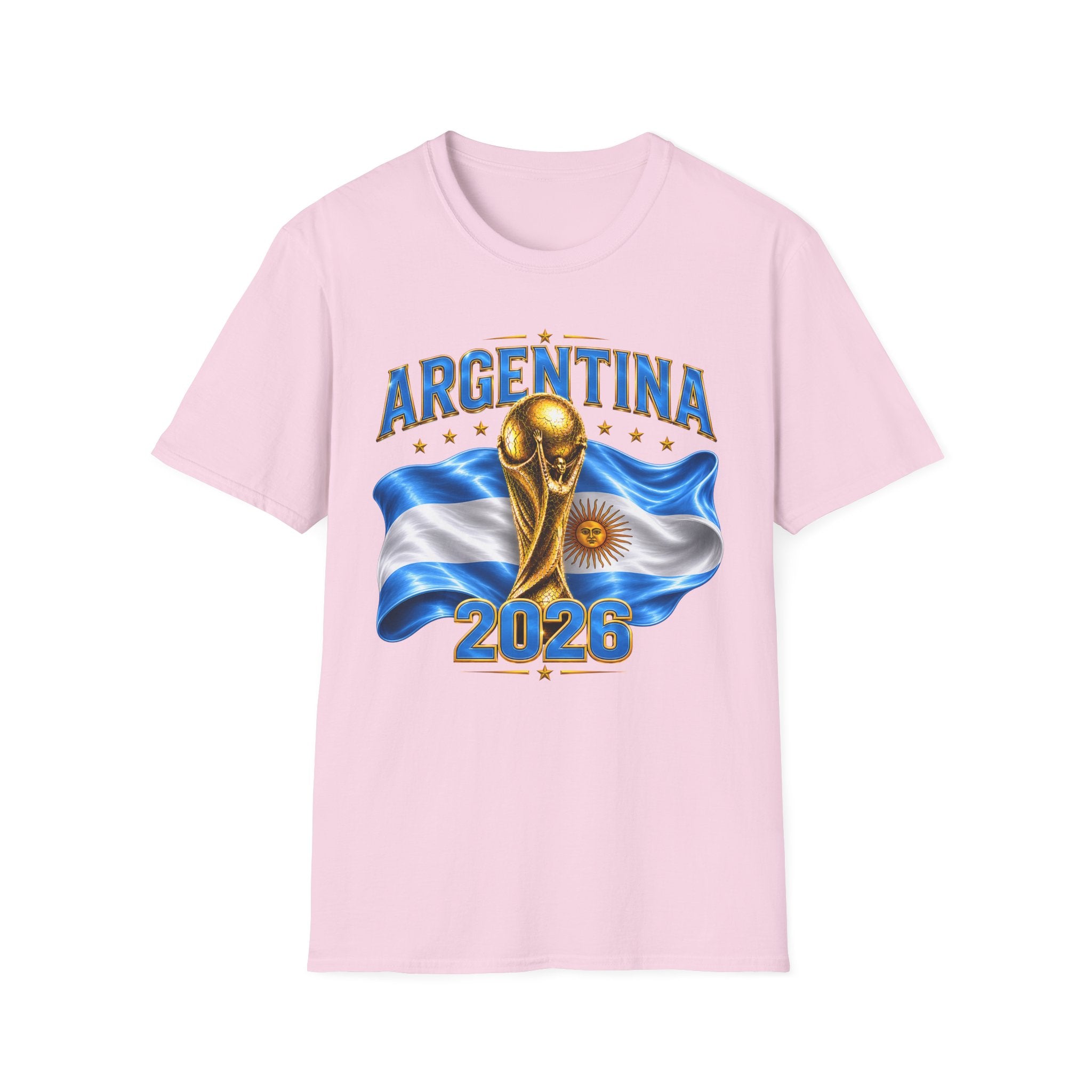 Argentina 2026 World Cup T-Shirt — Golden Trophy & Flag Soccer Fan Tee