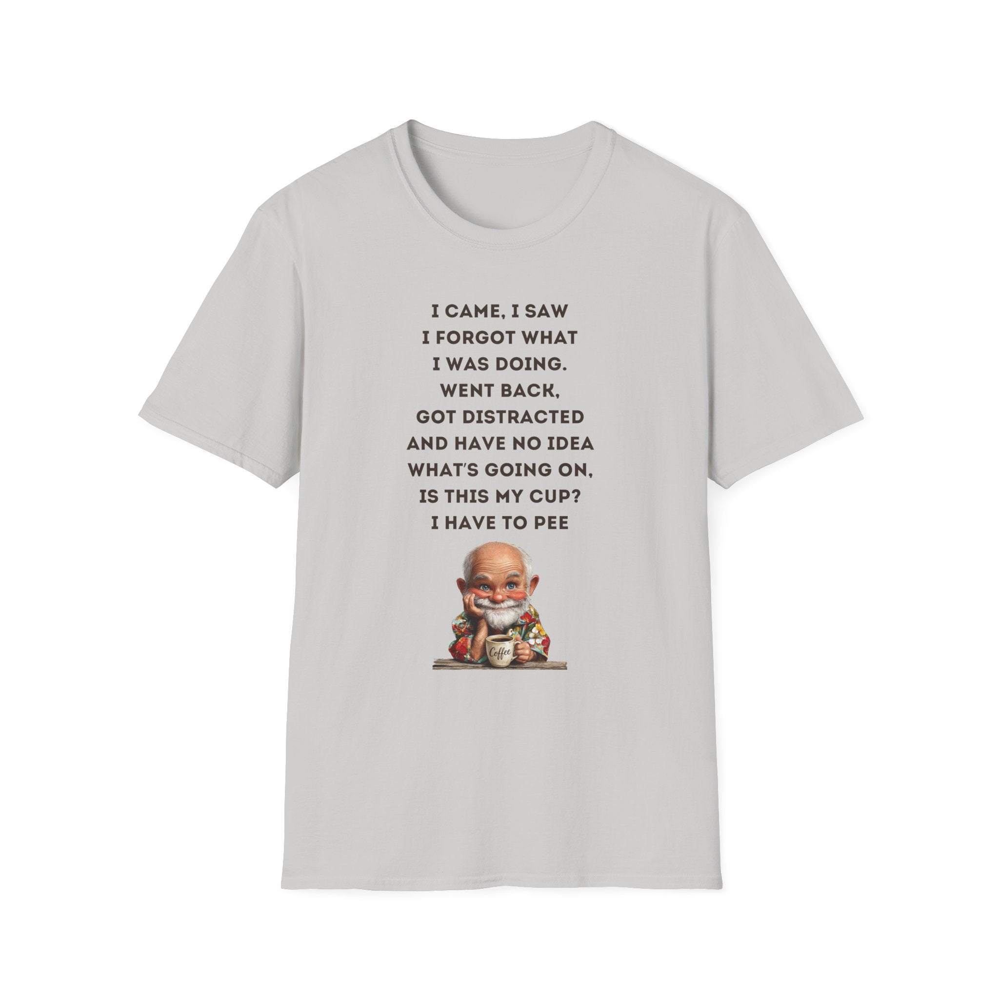 Funny Forgetful Grandpa Quote T-Shirt | Retro Grandpa I Got to Pee Illustration