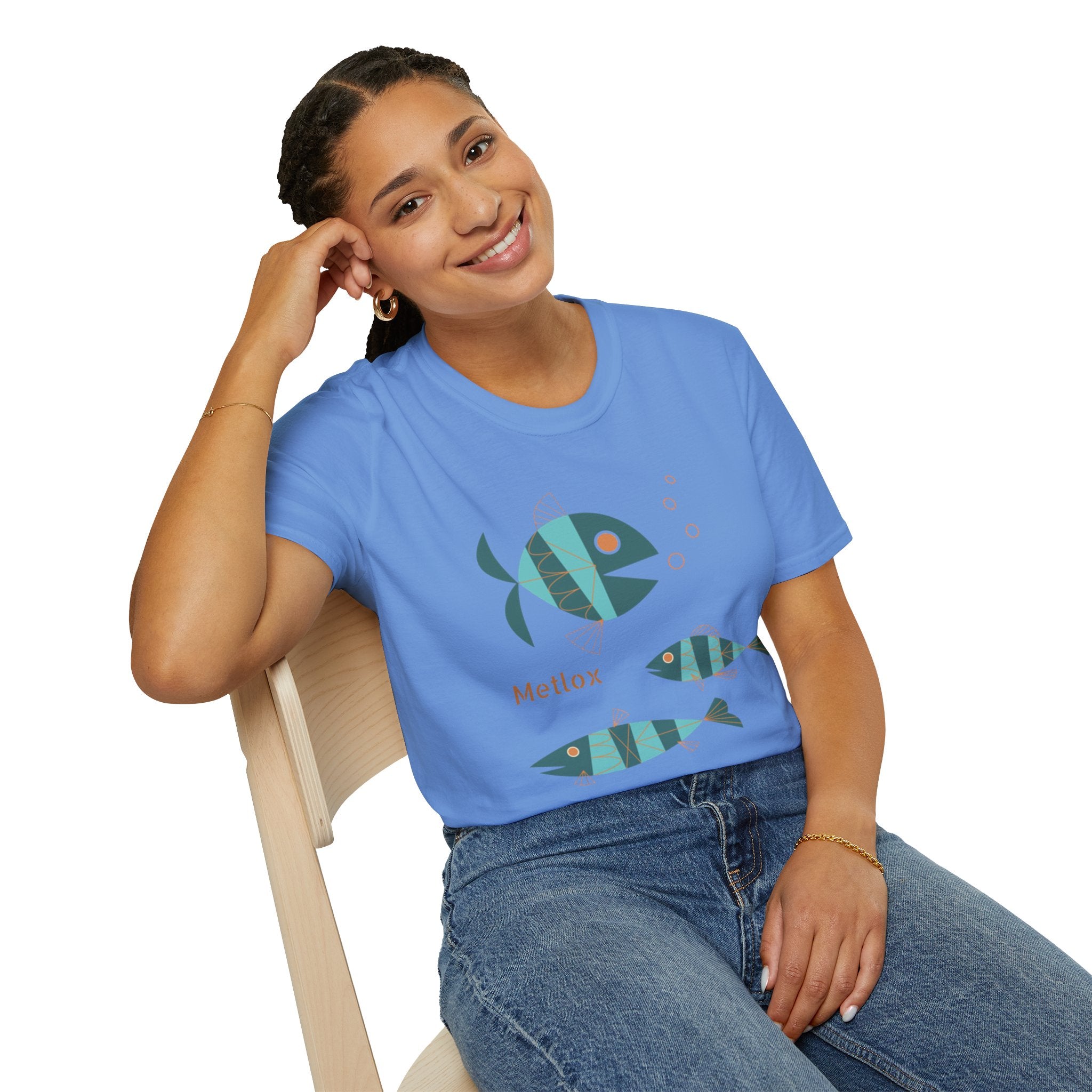 Metlox Pottery Fish Trio T-Shirt | Minimal Ocean Illustration
