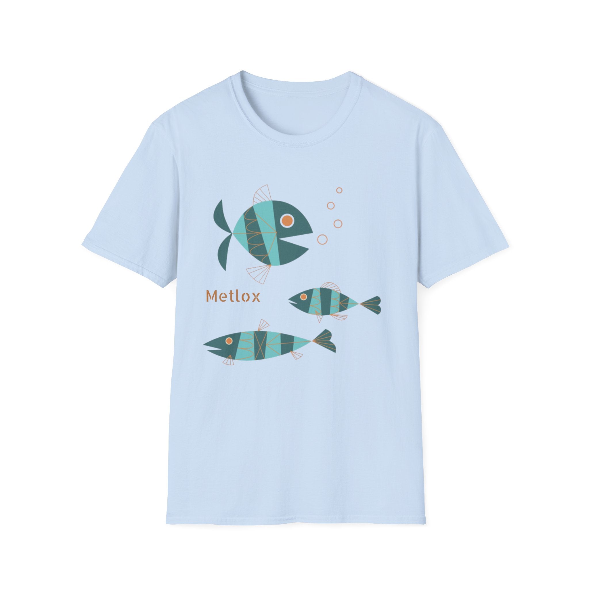 Metlox Pottery Fish Trio T-Shirt | Minimal Ocean Illustration