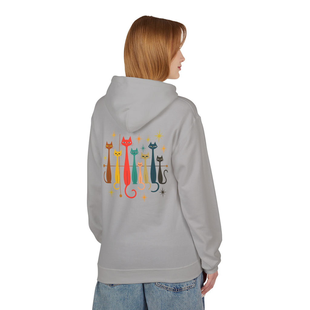Retro Long Cats hoodie | Colorful Cat Illustration (printed front and back)