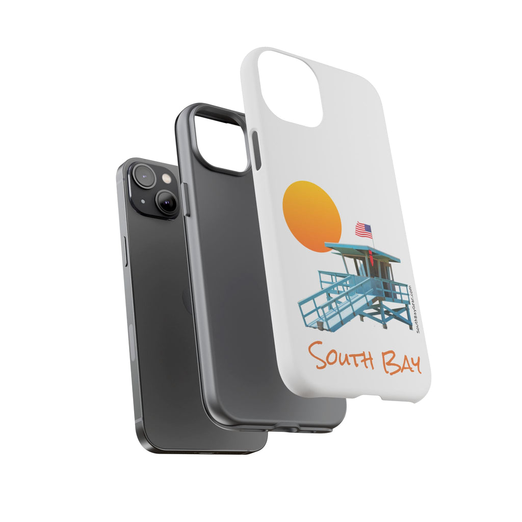 South Bay Lifeguard Stand with American Flag Tough Phone Cases