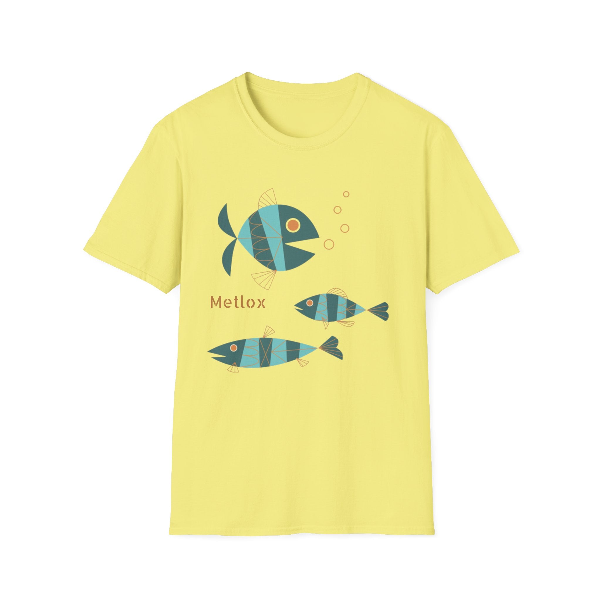 Metlox Pottery Fish Trio T-Shirt | Minimal Ocean Illustration