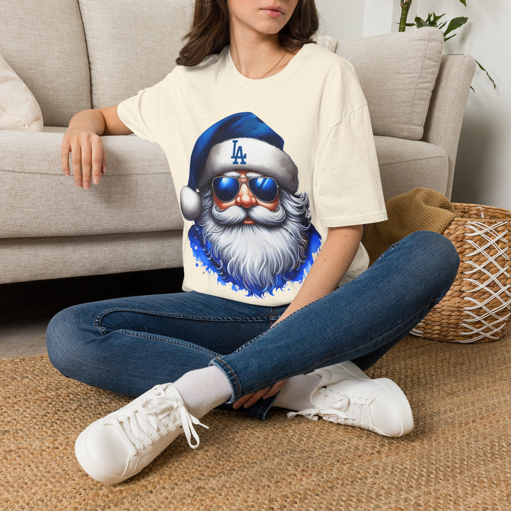 LA Dodgers Blue Santa T-Shirt — Cool Sunglasses Holiday Tee