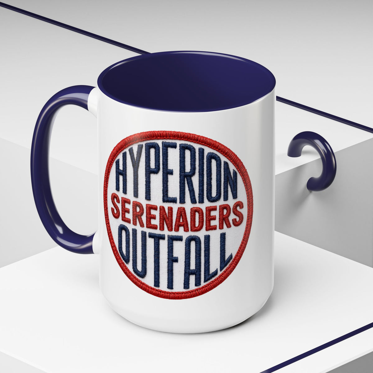 Accent Coffee Mug — "Hyperion Serenaders Outfall" Retro Patch Ceramic Mug (11/15oz)