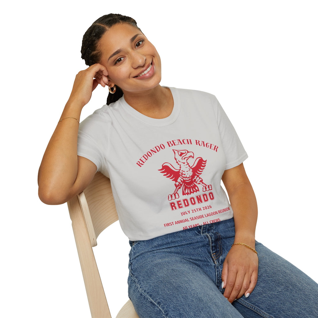 Redondo Beach Rager T-Shirt — Vintage School Spirit Graphic Tee - First Annual All Class Reunion 7-25-26 at Seaside Lagoon Redondo Beach