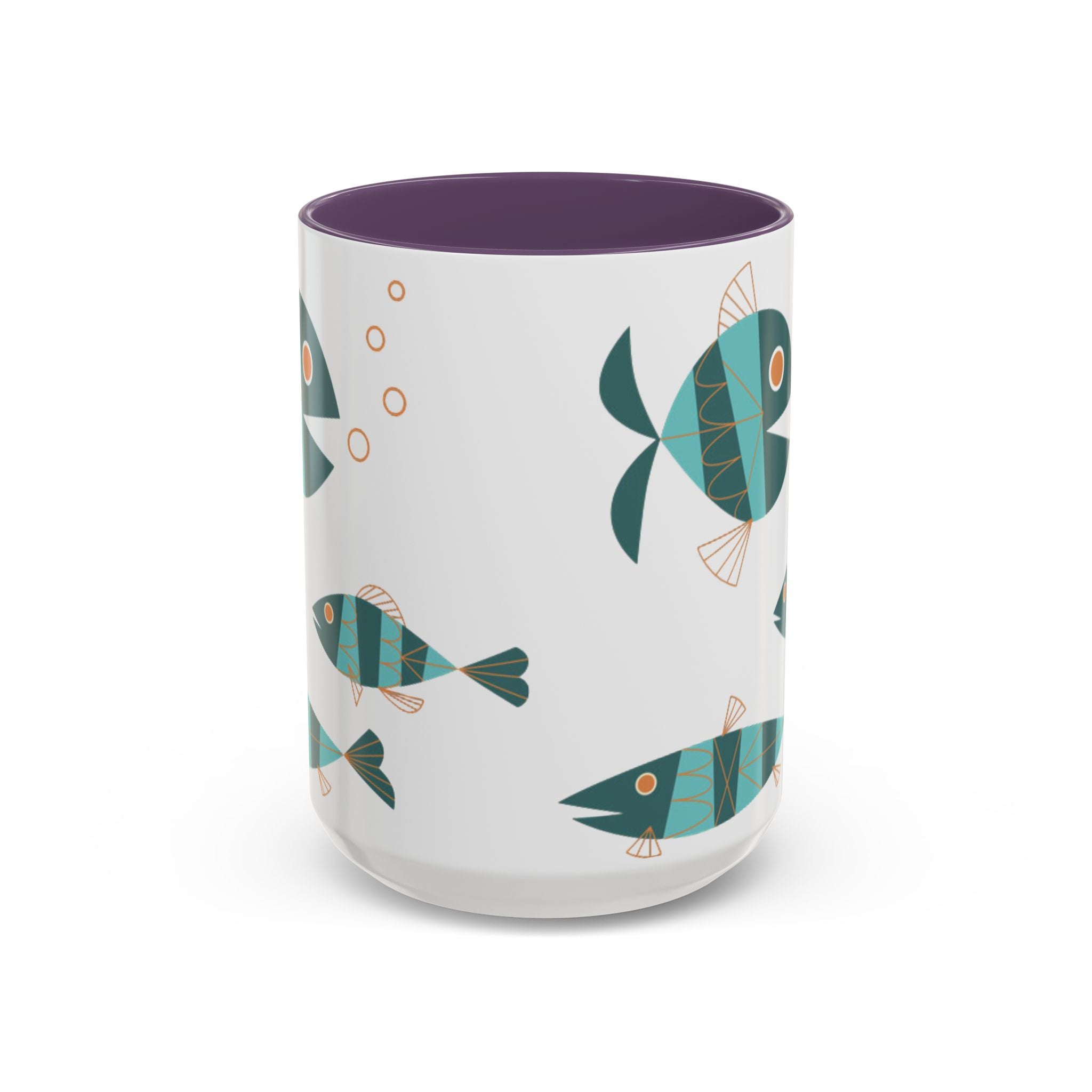Metlox Pottery Teal Geometric Fish Mug | Accent Coffee Mug