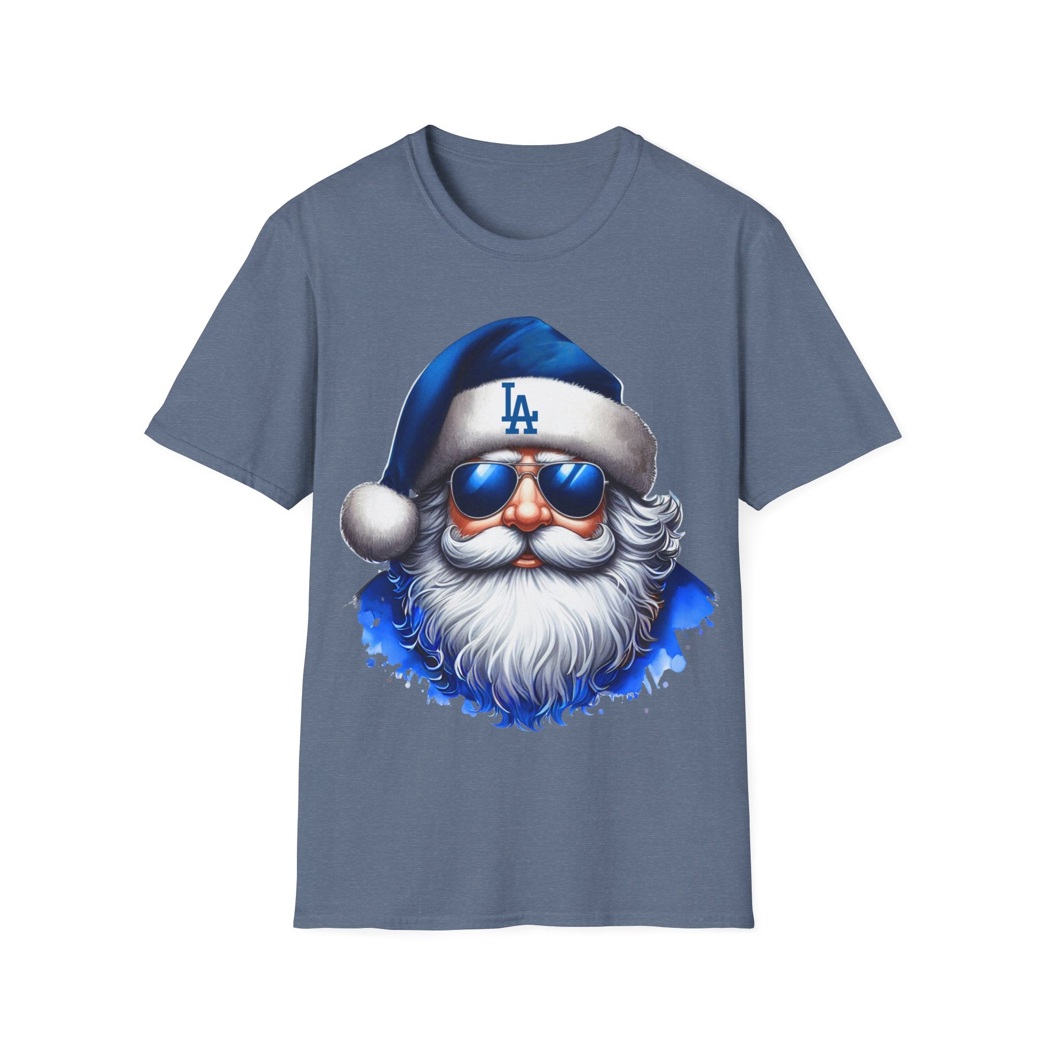 LA Dodgers Blue Santa T-Shirt — Cool Sunglasses Holiday Tee