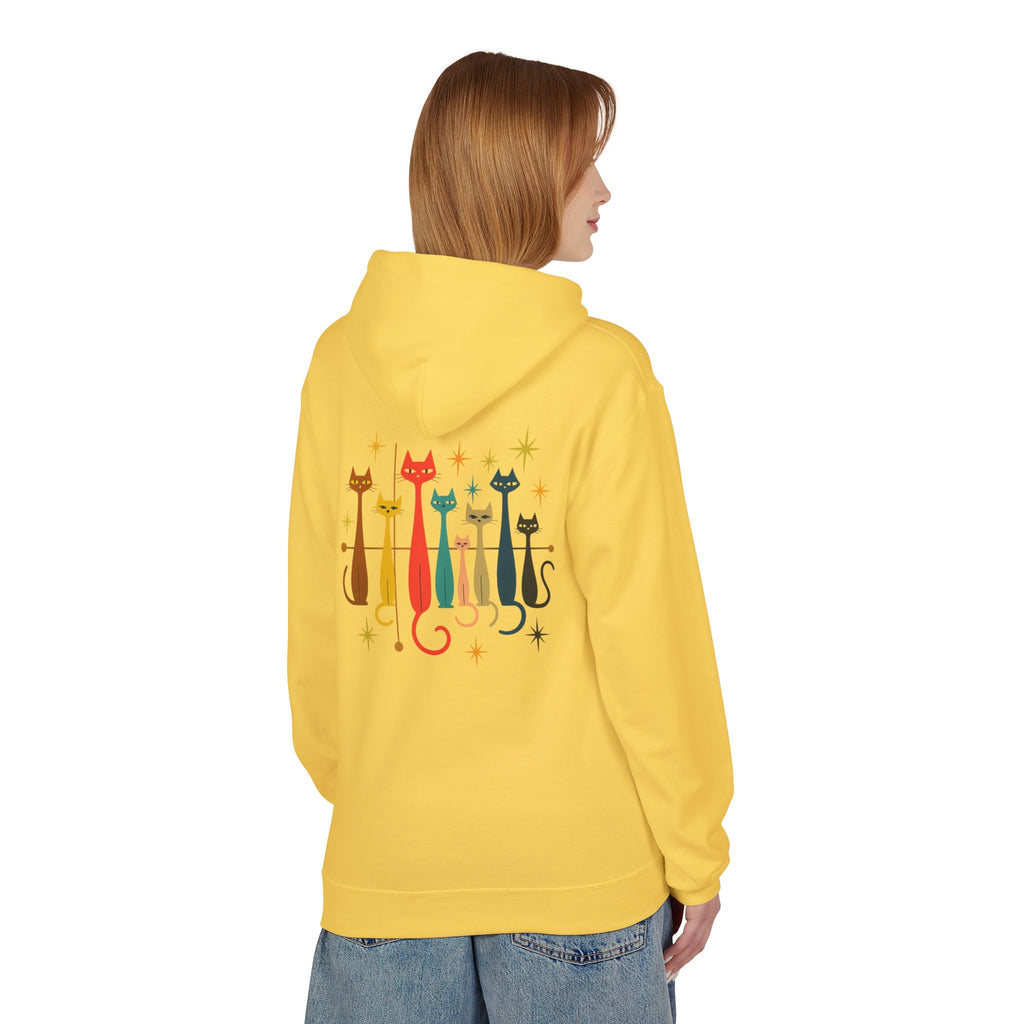 Retro Long Cats hoodie | Colorful Cat Illustration (printed front and back)
