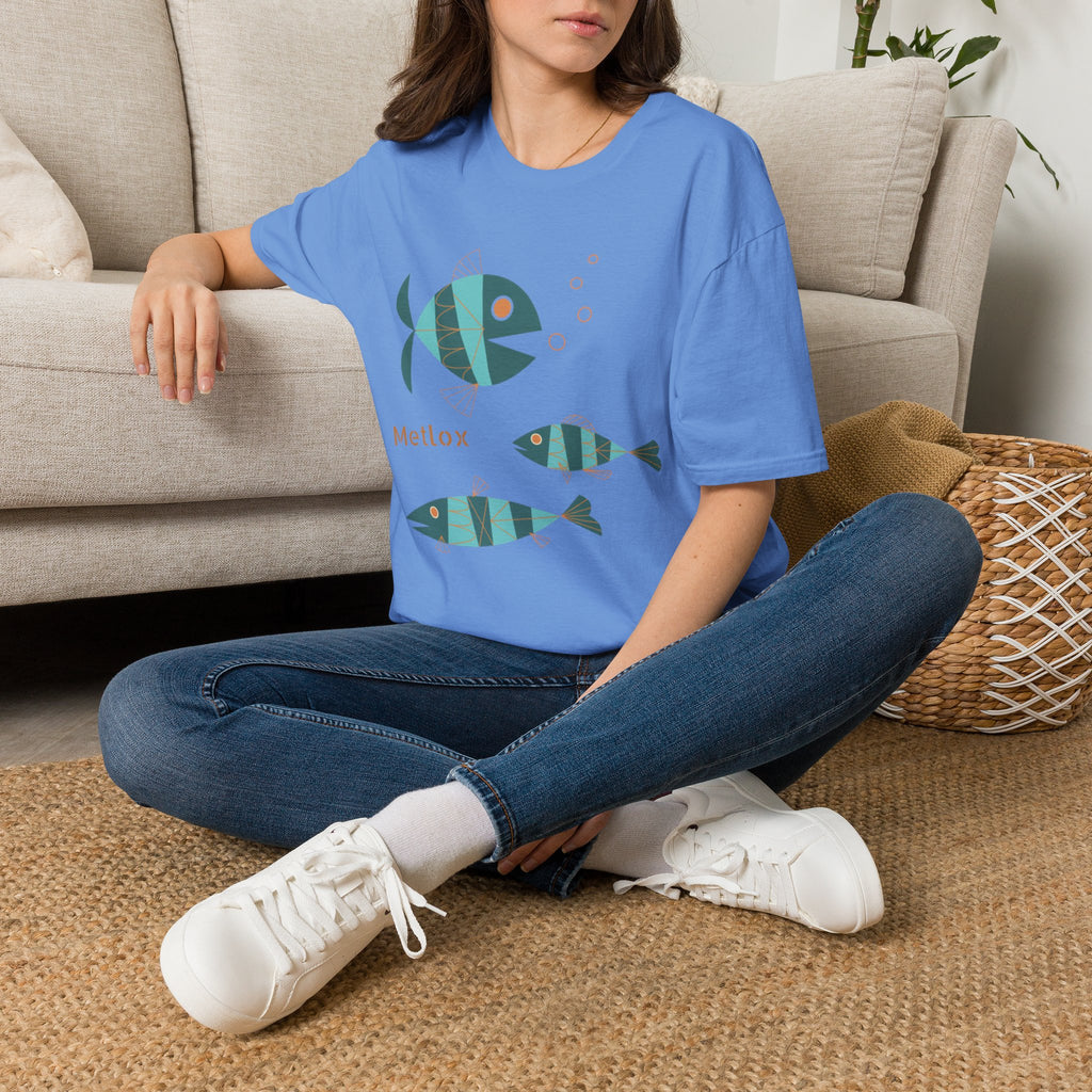 Metlox Pottery Fish Trio T-Shirt | Minimal Ocean Illustration