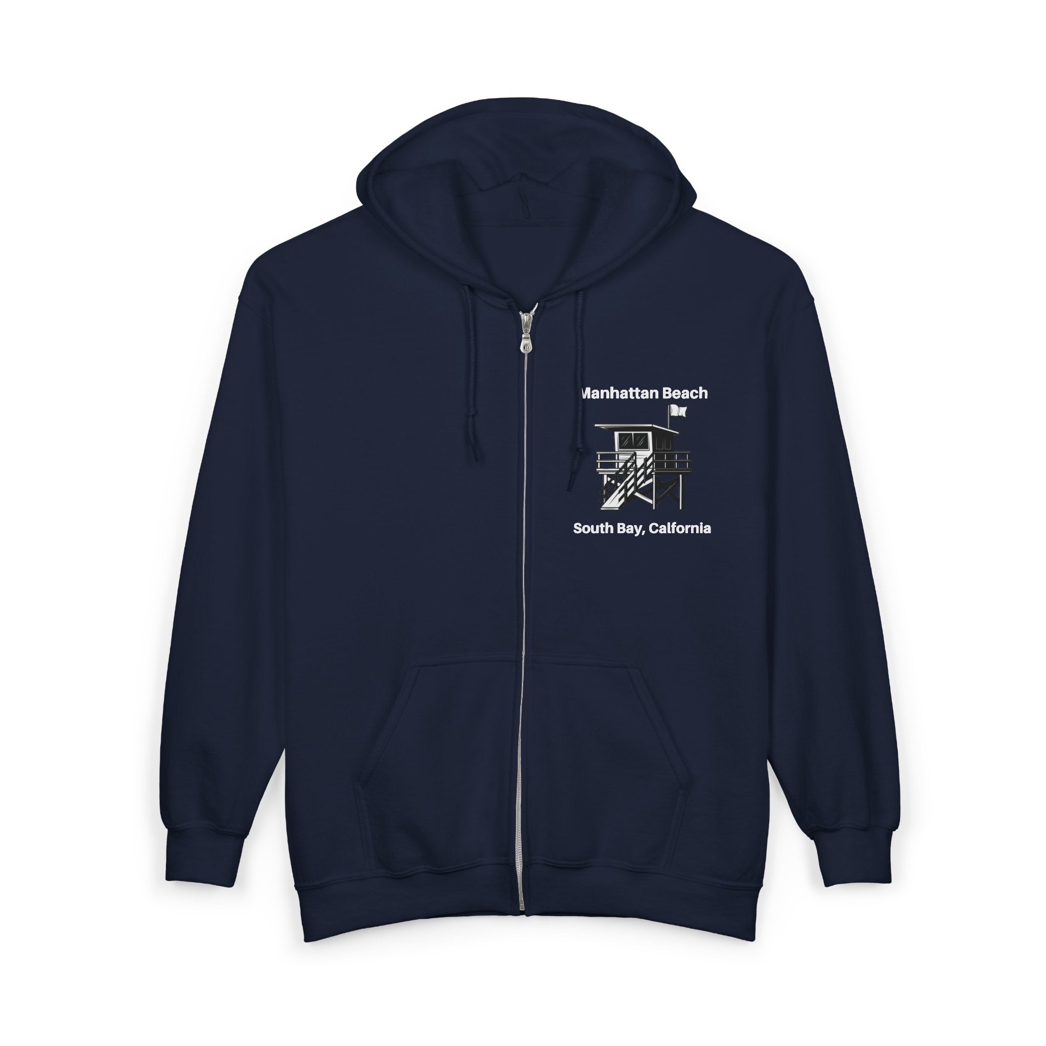 Manhattan Beach  Lifeguard Station - Heavy Blend Full Zip Hooded Sweatshirt