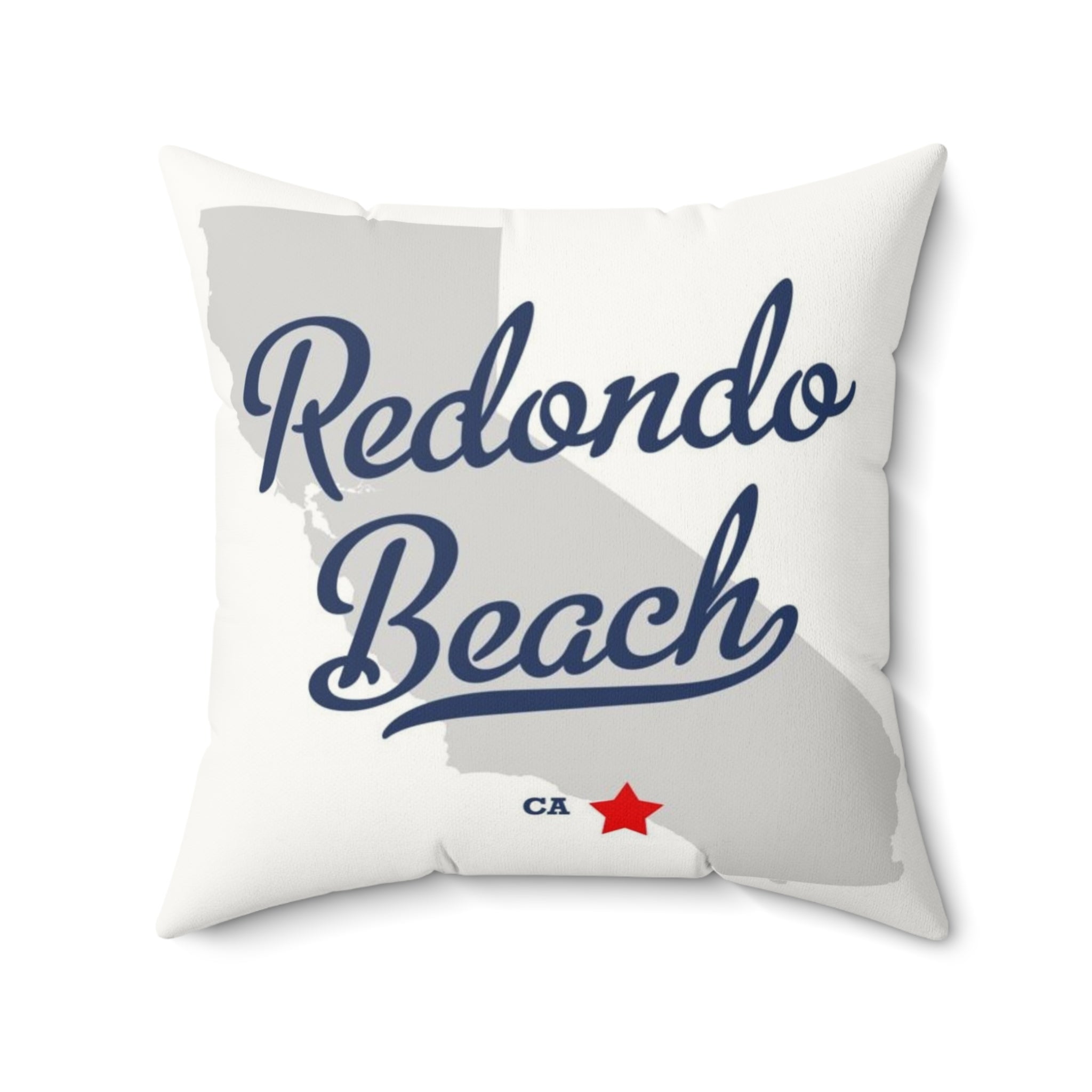 Redondo Beach California Map - Faux Suede Square Pillow