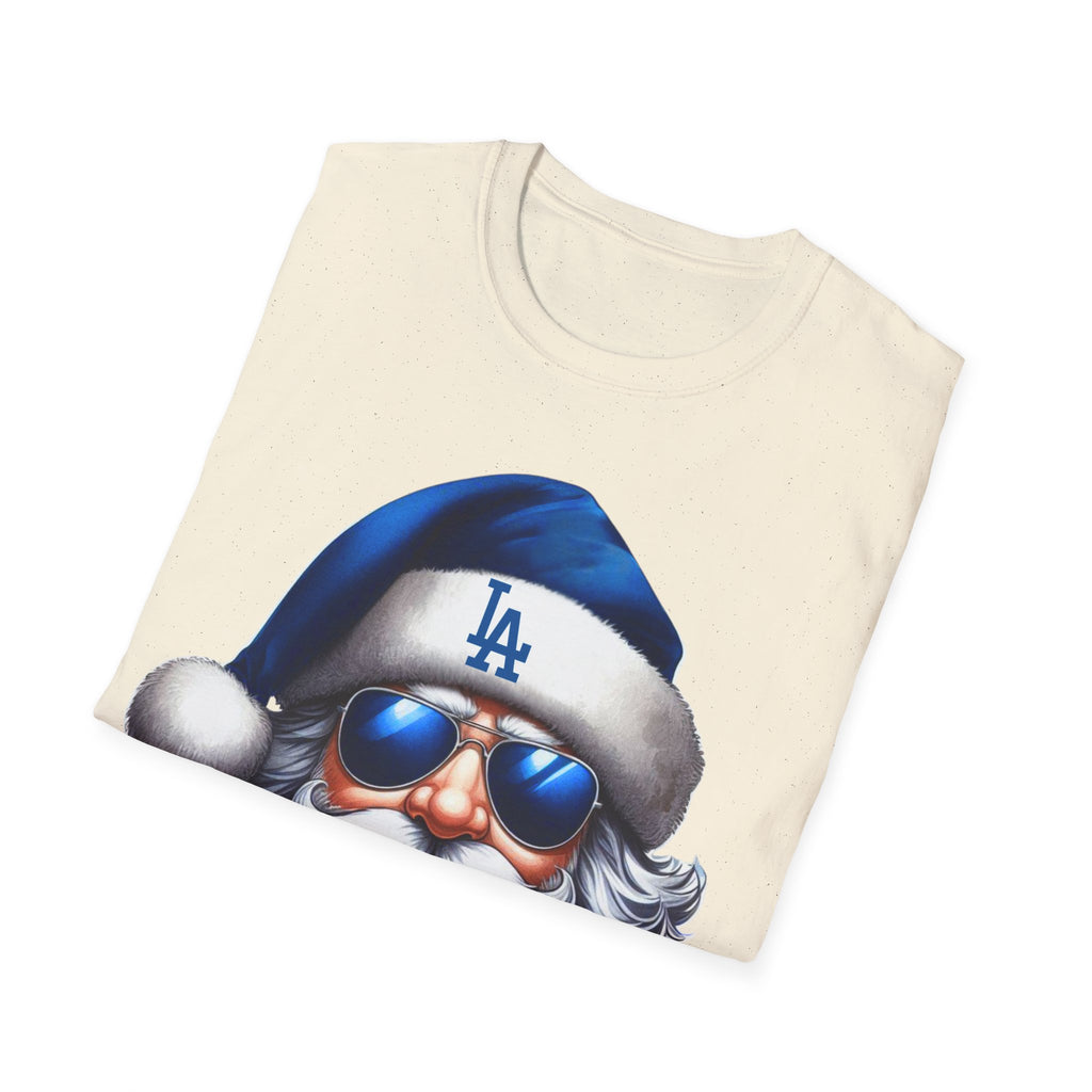 Blue Los Angeles Doyers Santa Tee | Santa Hat Graphic T-Shirt #Doyers