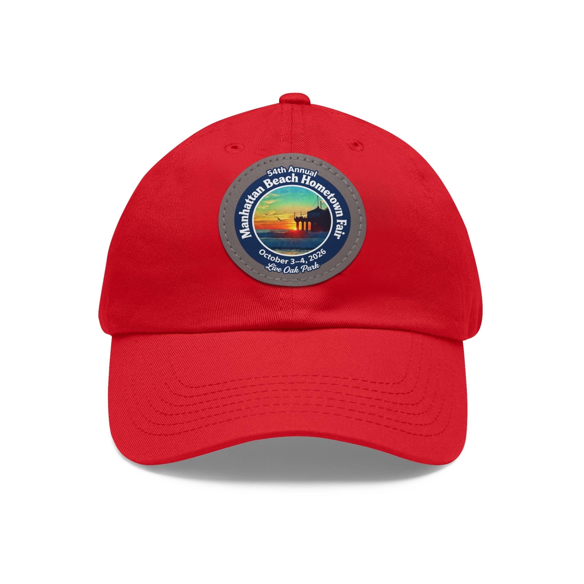 Manhattan Beach Hometown Fair 2026  Beach  Live Oak Park Annual Festival Round Leather Patch Hat