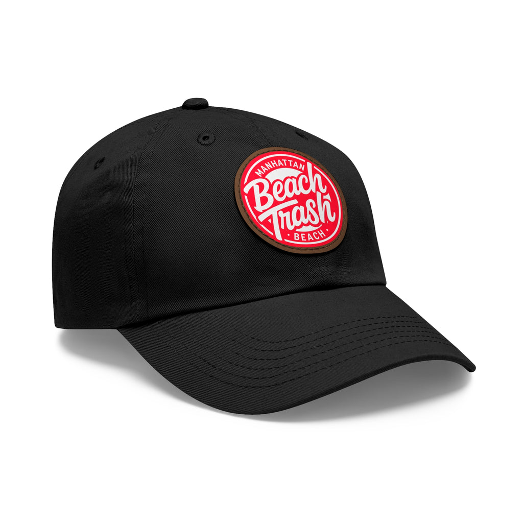 Proud to be Called Beach Trash Manhattan Beach  Leather Patch Dad Hat — Vintage Manhattan Beach Logo