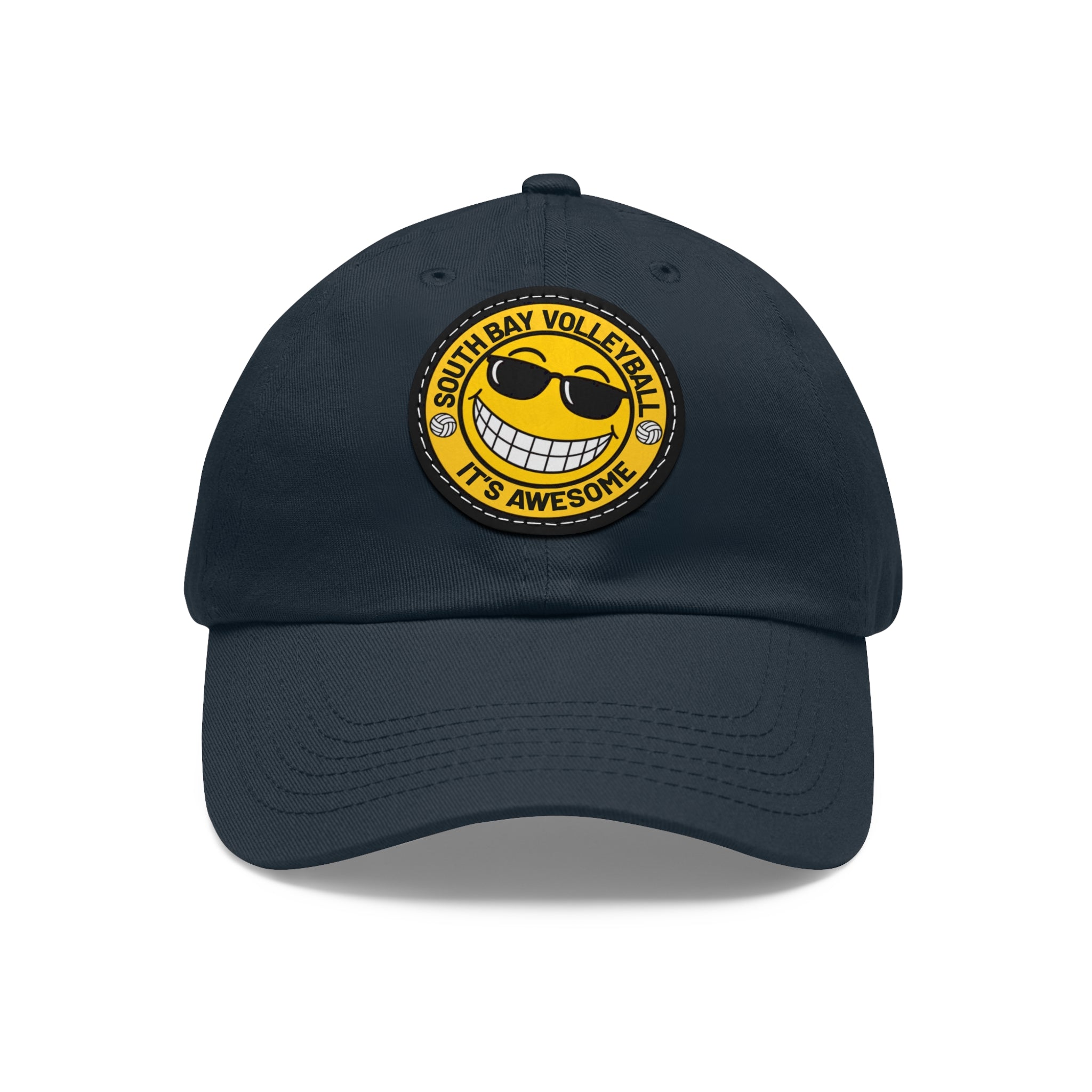 Volleyball Smiley Mom and Dad Hat — "South Bay Volleyball: It’s Awesome" Leather Patch