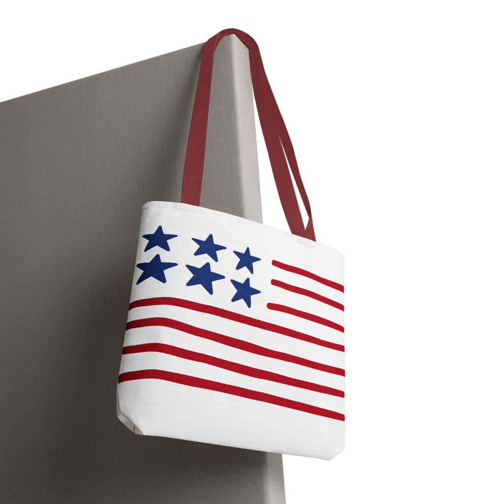 American Flag Stars & Stripes Tote Bag — Patriotic Canvas Beach Grocery Bag
