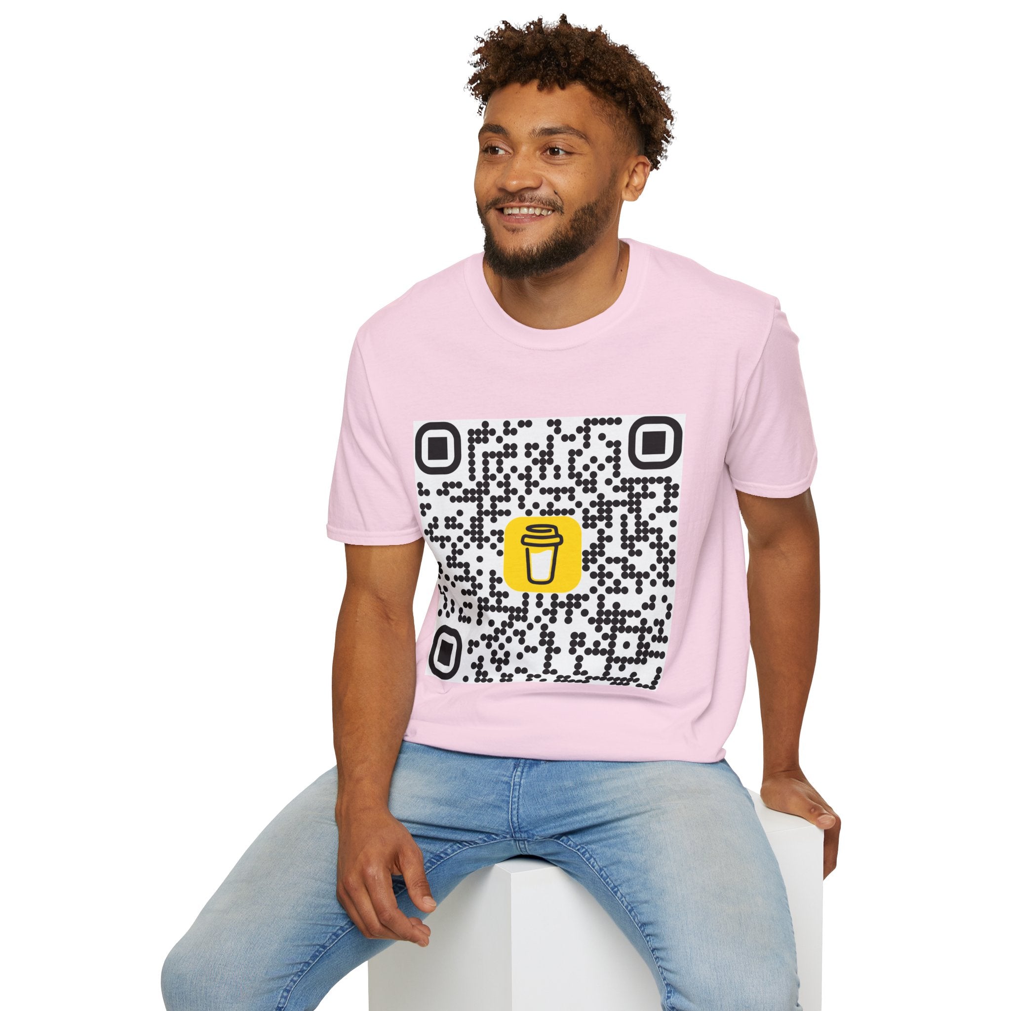 QR Code Coffee Cup T‑Shirt — Scan-to-Order Cafe Tee