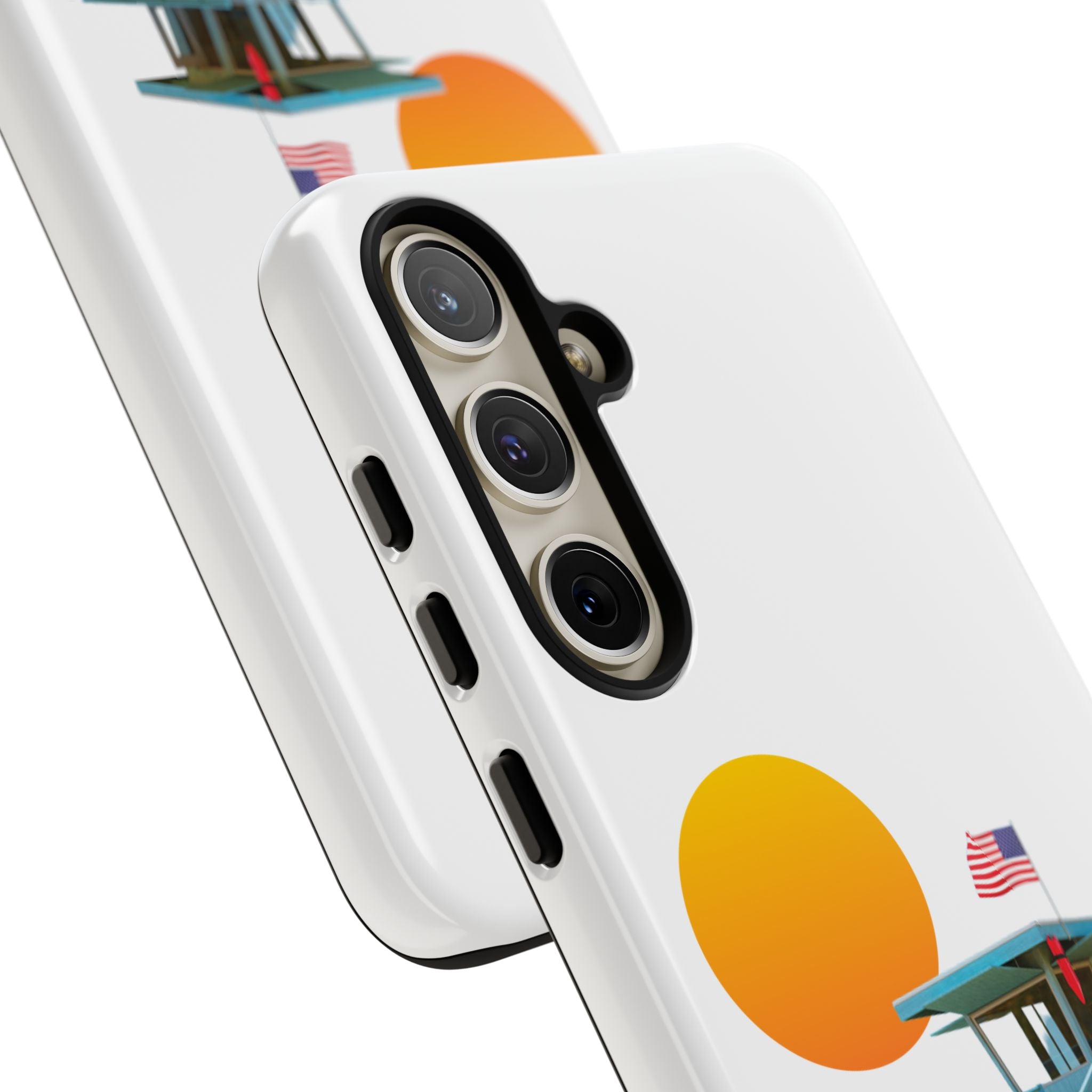 South Bay Lifeguard Stand with American Flag Tough Phone Cases
