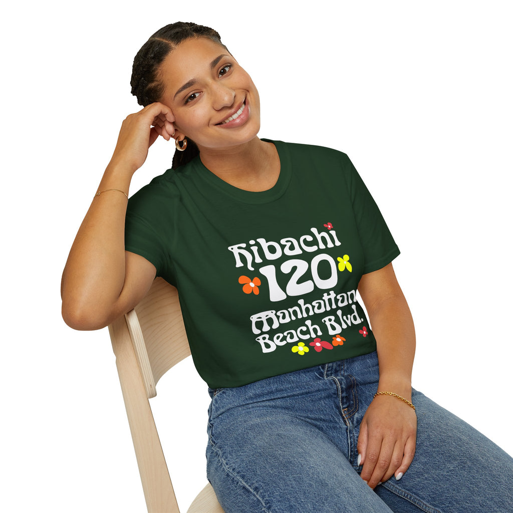Hibachi 120 Manhattan Beach Blvd Restaurant #OldSchool T-Shirt — Retro Floral Surf Tee "Gone But Not Forgotten"