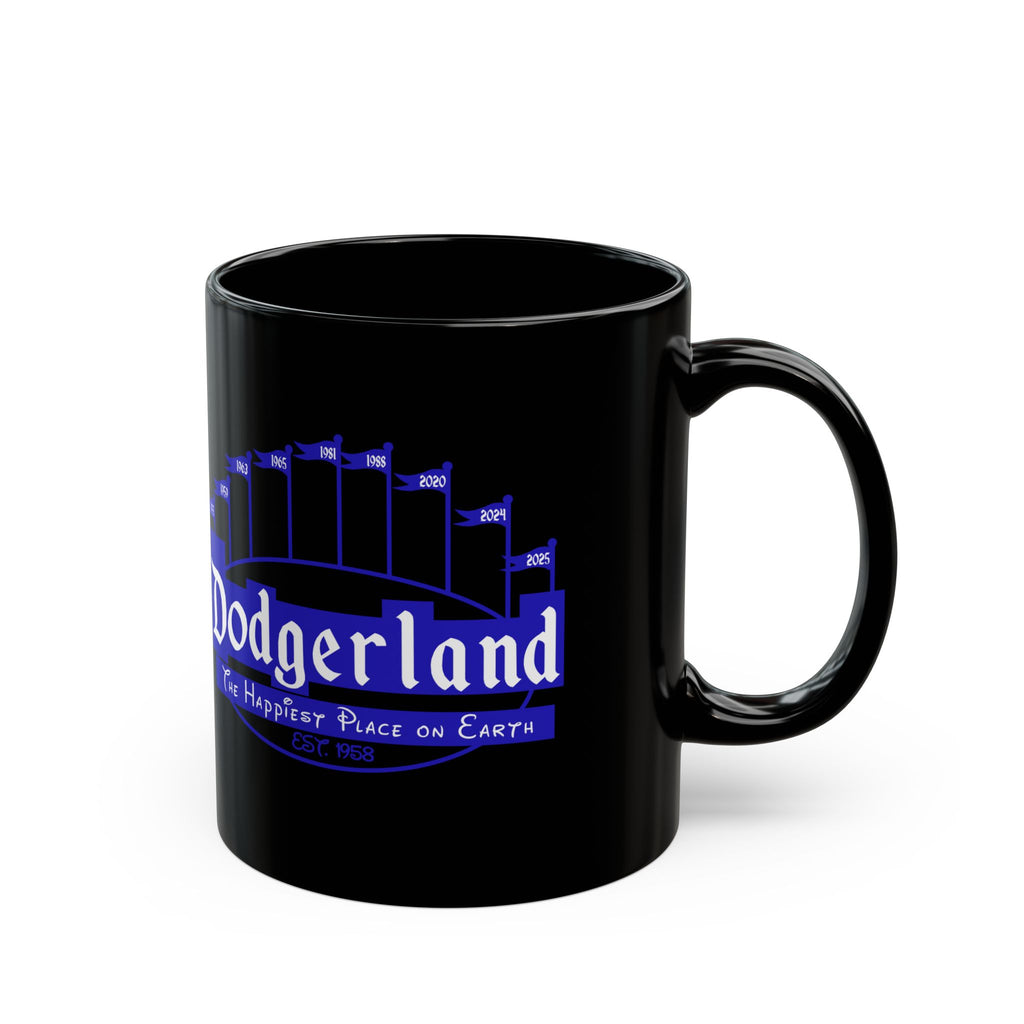 DodgerLAnd skyline logo Mug 2025 Champions | Black ceramic coffee mug