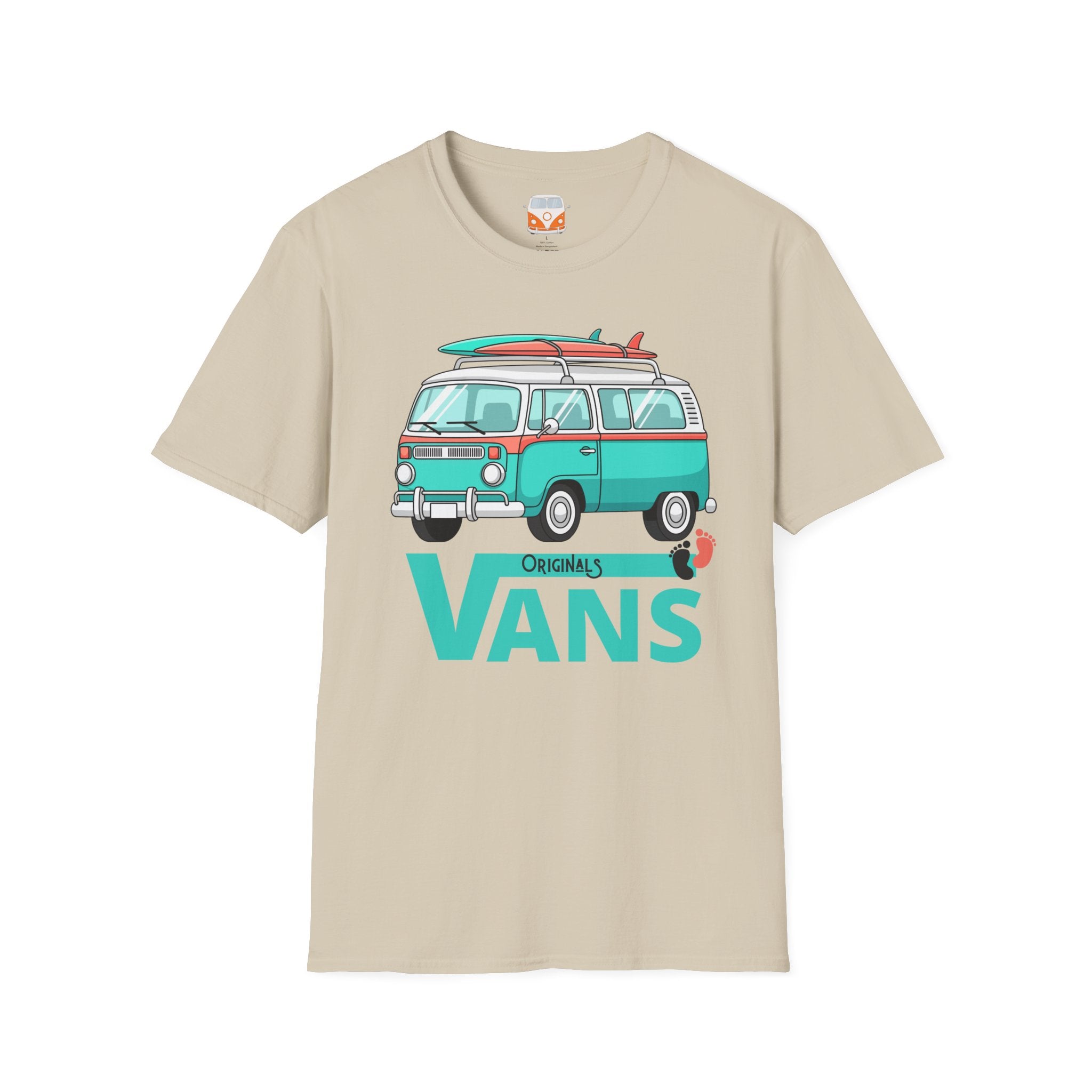 Retro Surf VW Van T-Shirt | Vintage Camper Bus Beach Tee Original Bare Feet