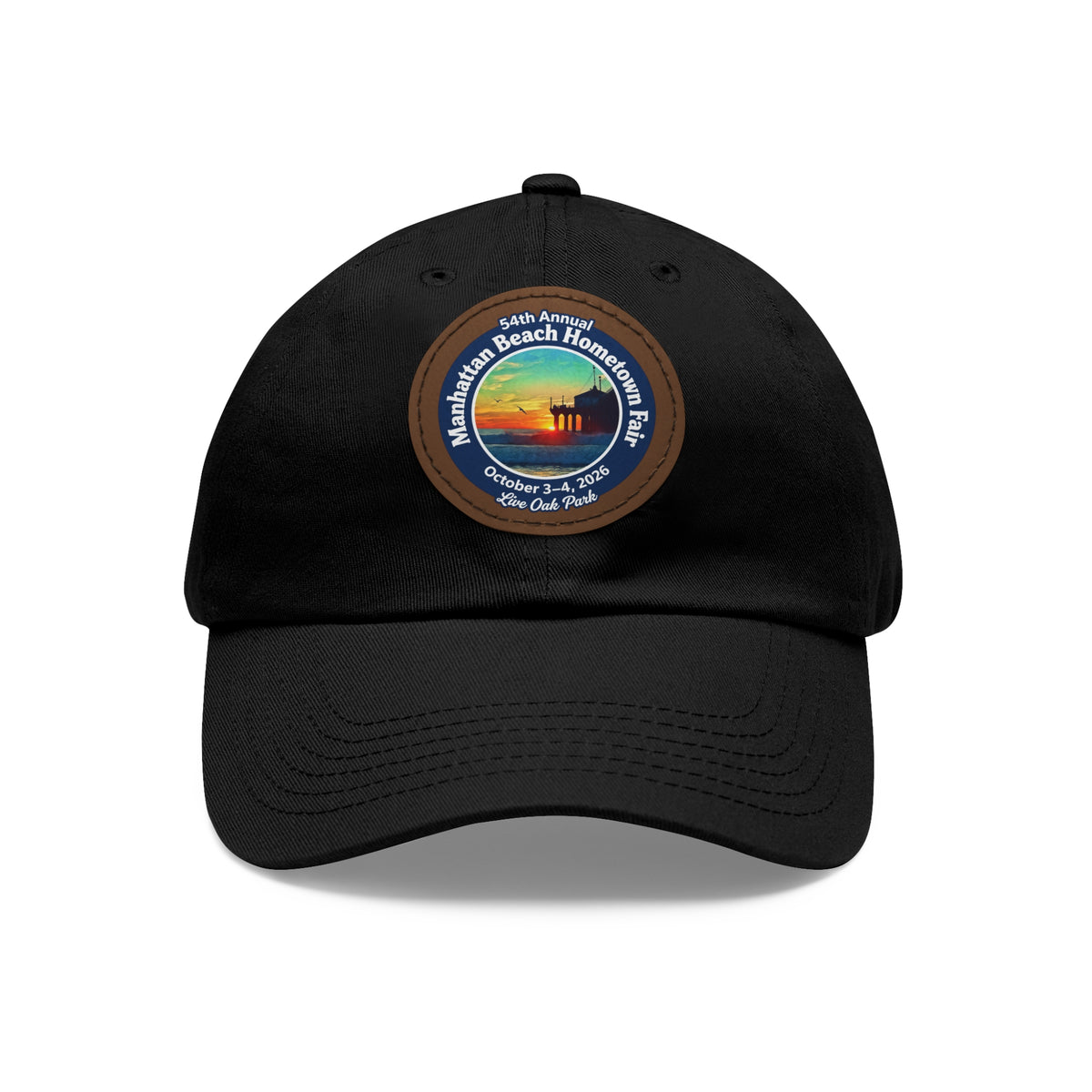 Manhattan Beach Hometown Fair 2026  Beach  Live Oak Park Annual Festival Round Leather Patch Hat
