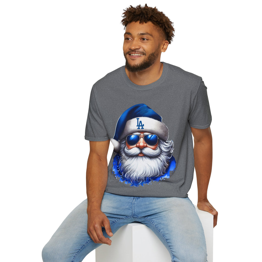 LA Dodgers Blue Santa T-Shirt — Cool Sunglasses Holiday Tee