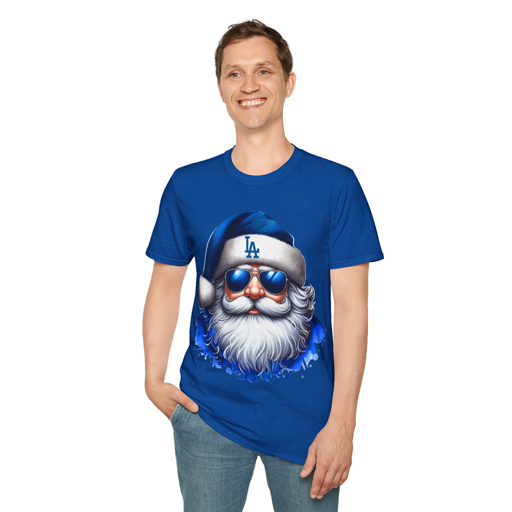 LA Dodgers Blue Santa T-Shirt — Cool Sunglasses Holiday Tee