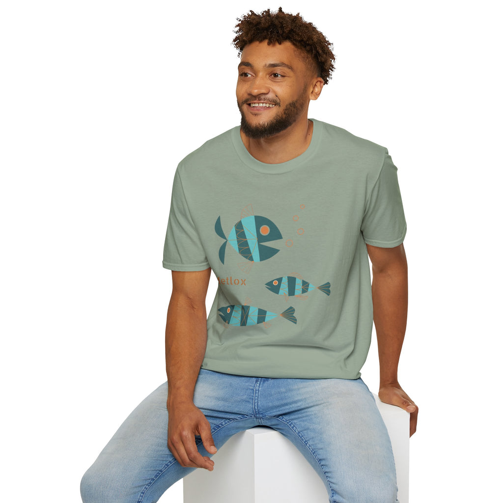 Metlox Pottery Fish Trio T-Shirt | Minimal Ocean Illustration