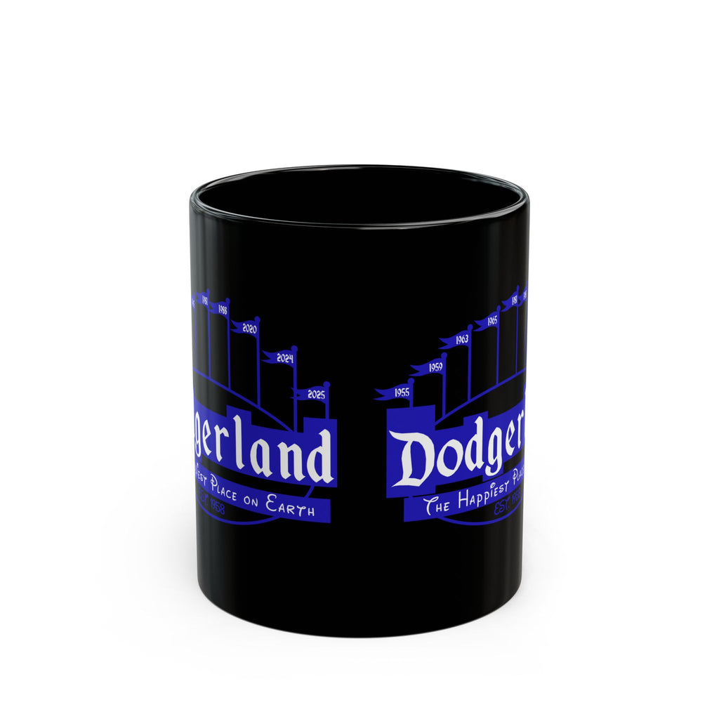 DodgerLAnd skyline logo Mug 2025 Champions | Black ceramic coffee mug